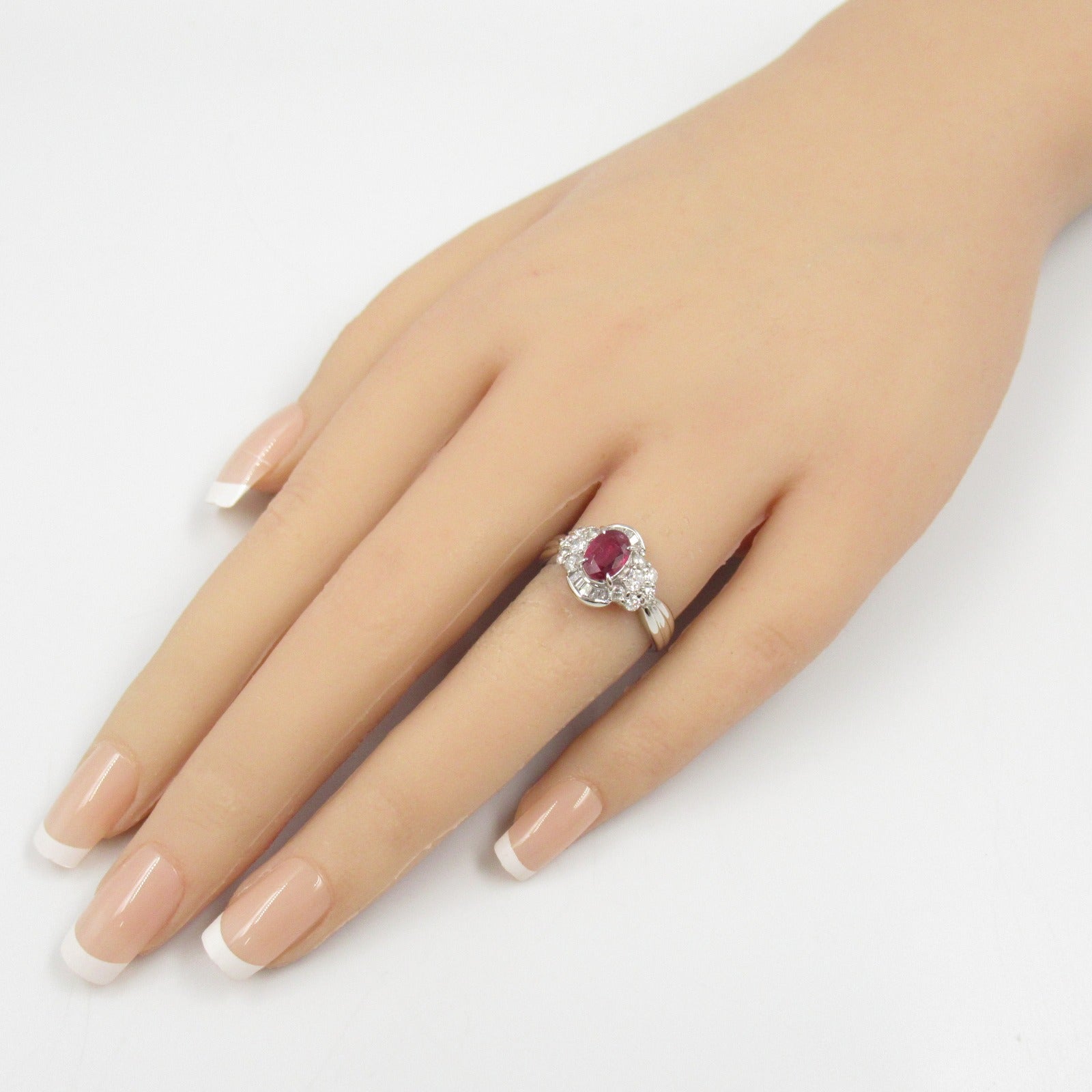 LuxUness Platinum Ruby Diamond Ring  Metal Ring in Great Condition