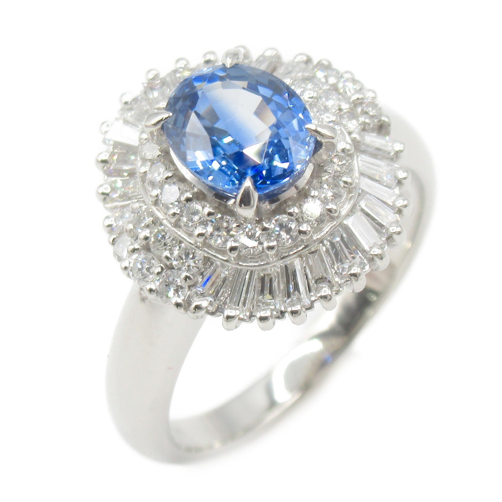 Sapphire Diamond Ring Pt900 Platinum