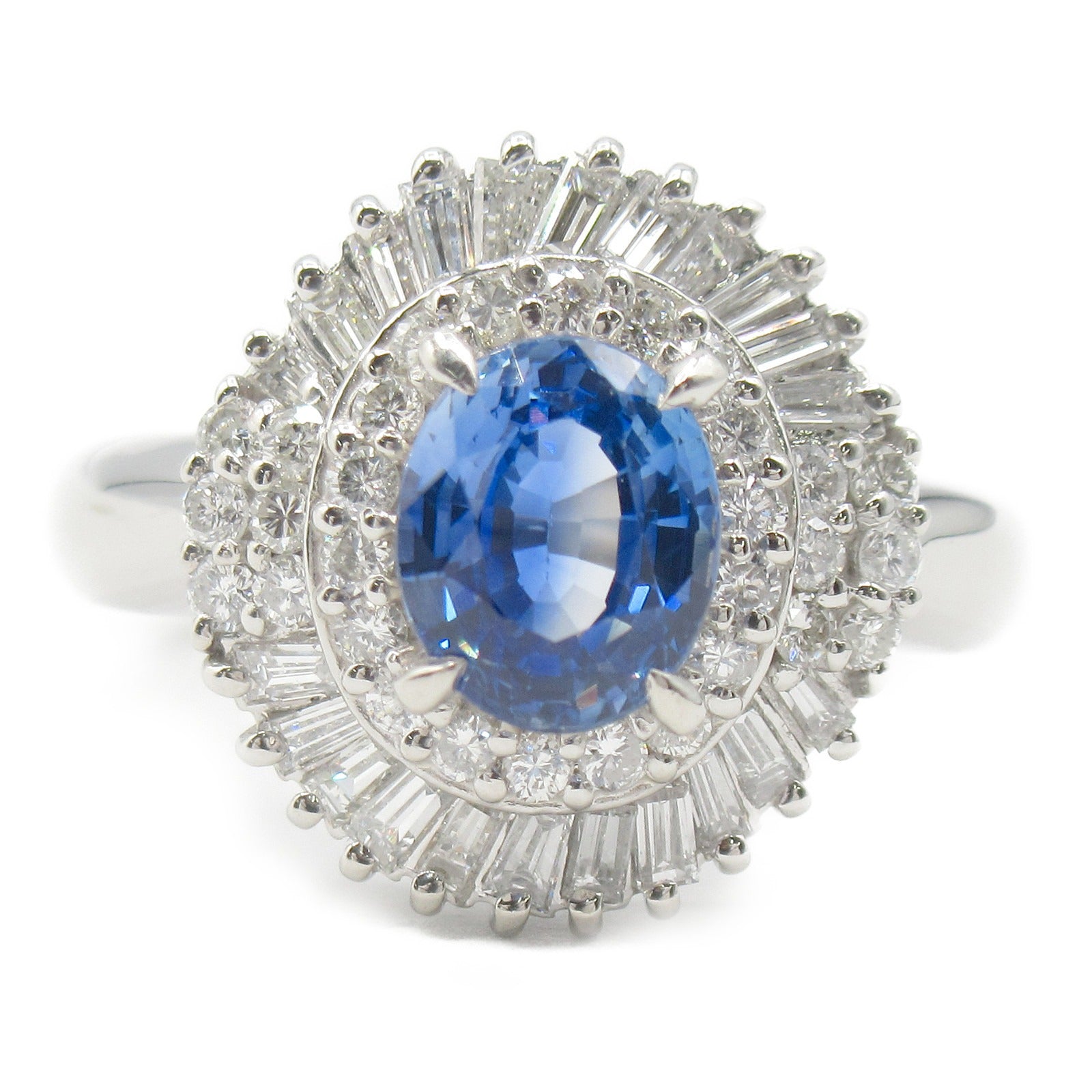 Sapphire Diamond Ring Pt900 Platinum