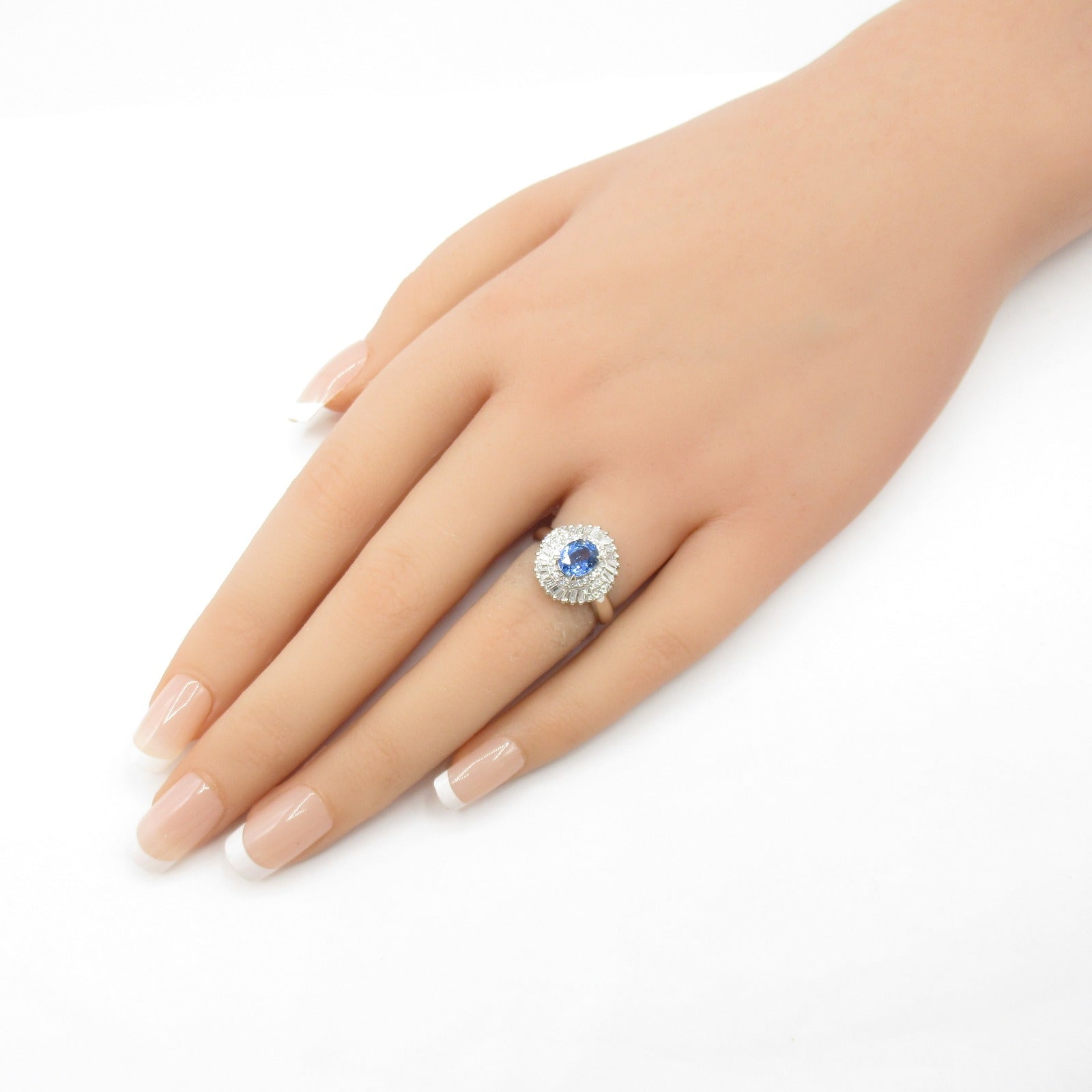 Sapphire Diamond Ring Pt900 Platinum