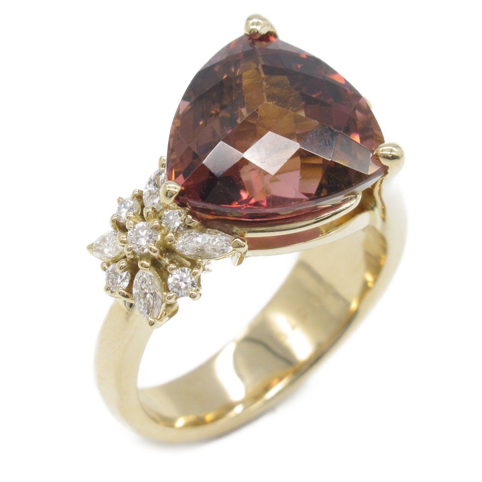 Tourmaline Diamond Ring K18 Yellow Gold