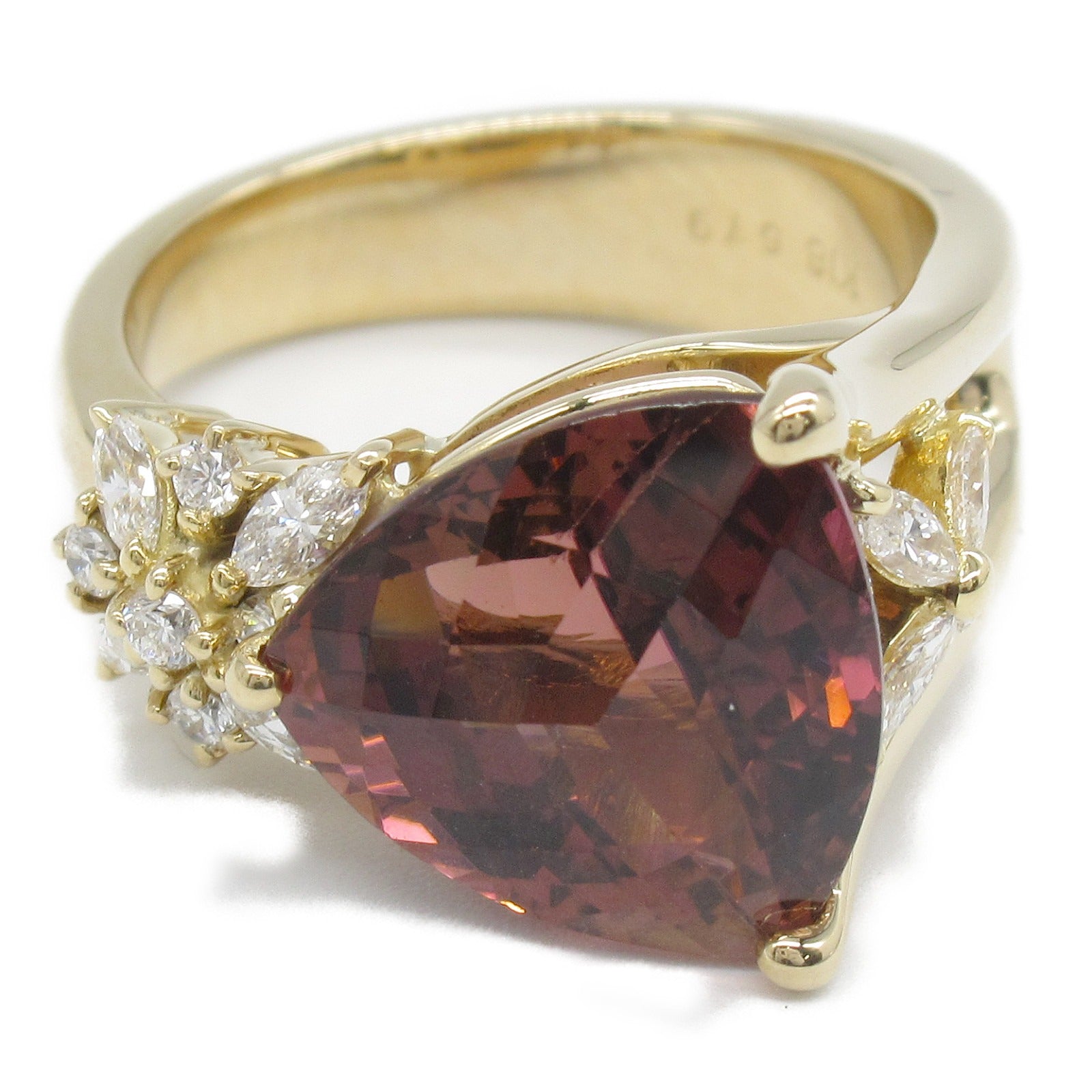 Tourmaline Diamond Ring K18 Yellow Gold