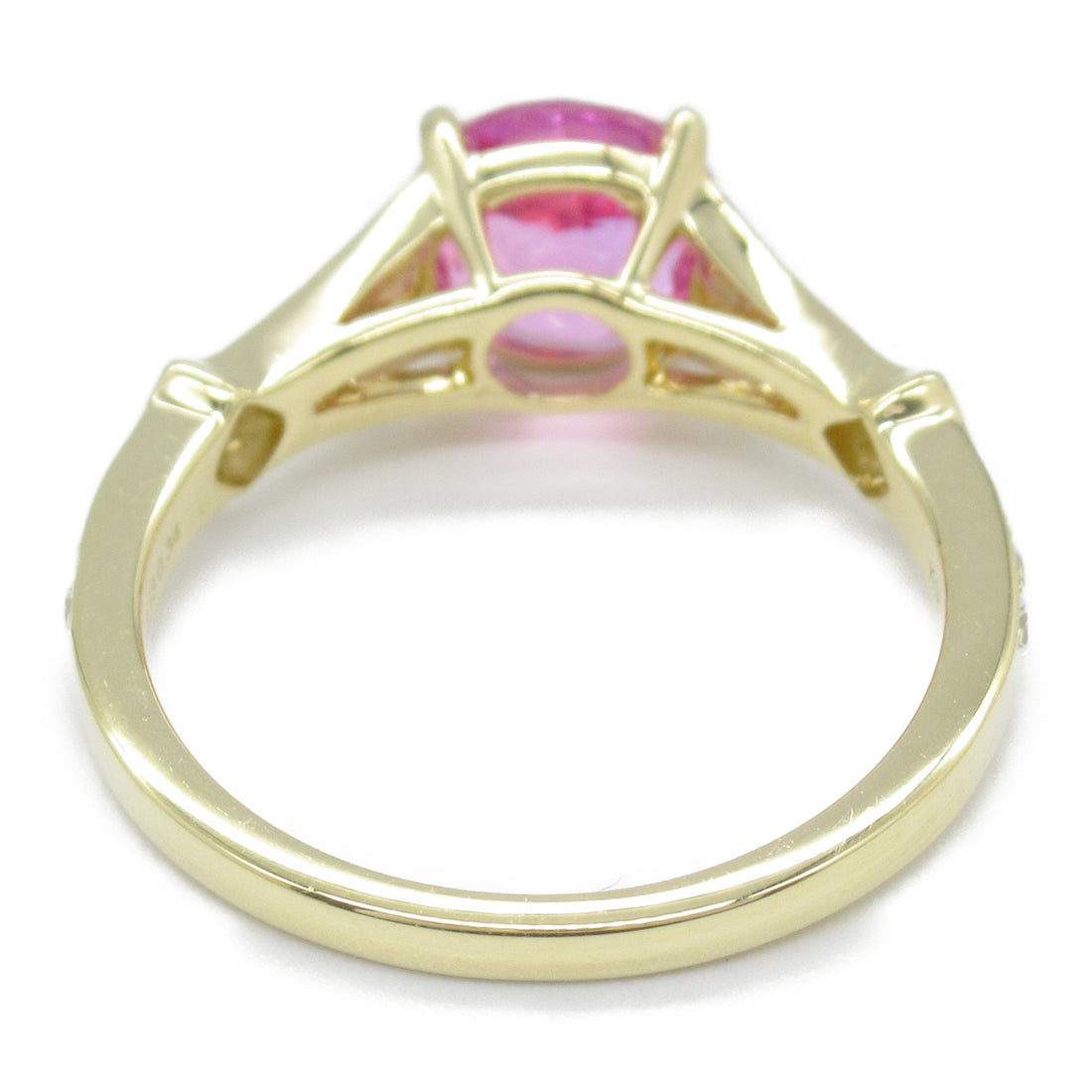 K18 Yellow Gold Pink Sapphire Diamond Ring