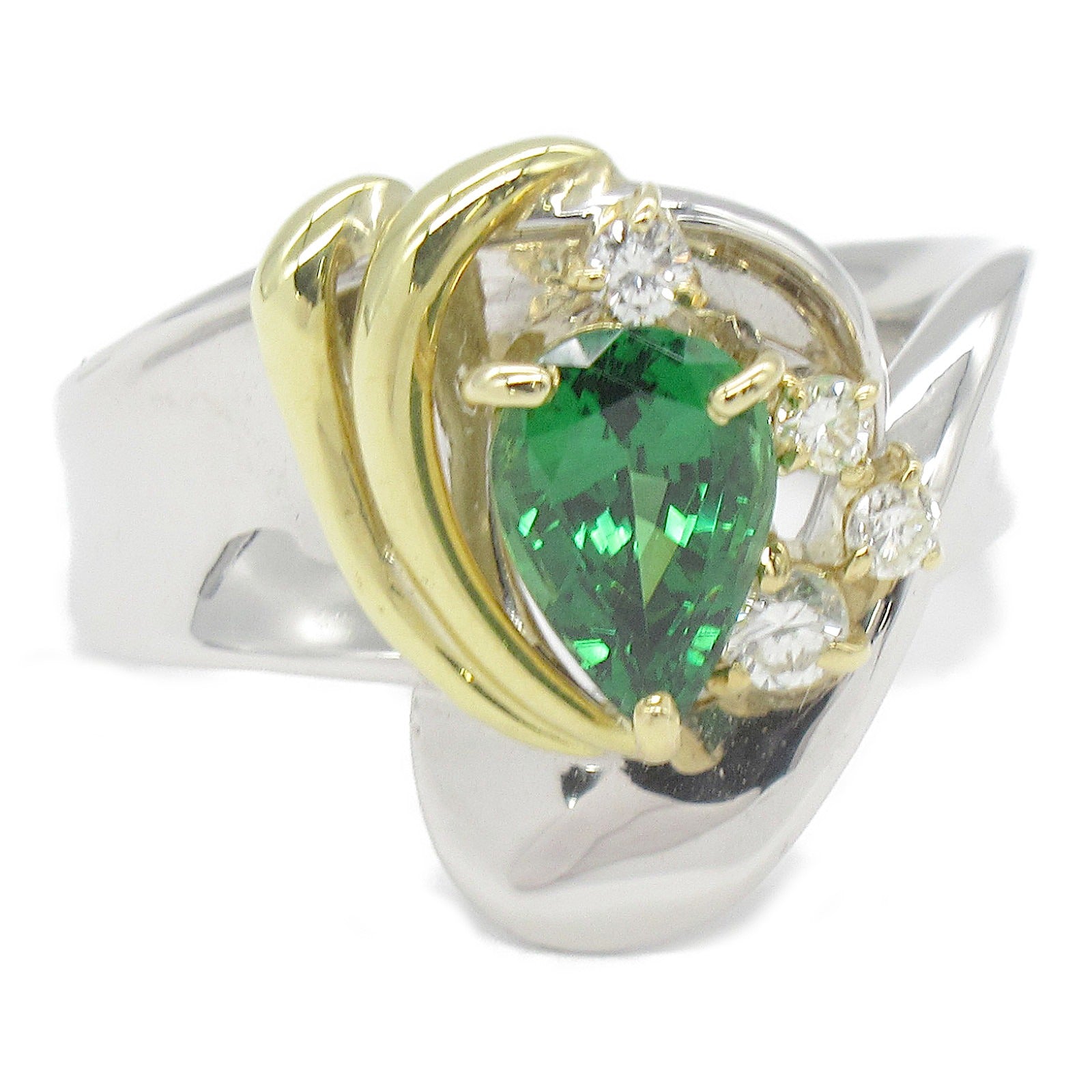 Tsavorite Diamond Ring Pt900 Platinum K18 Yellow Gold