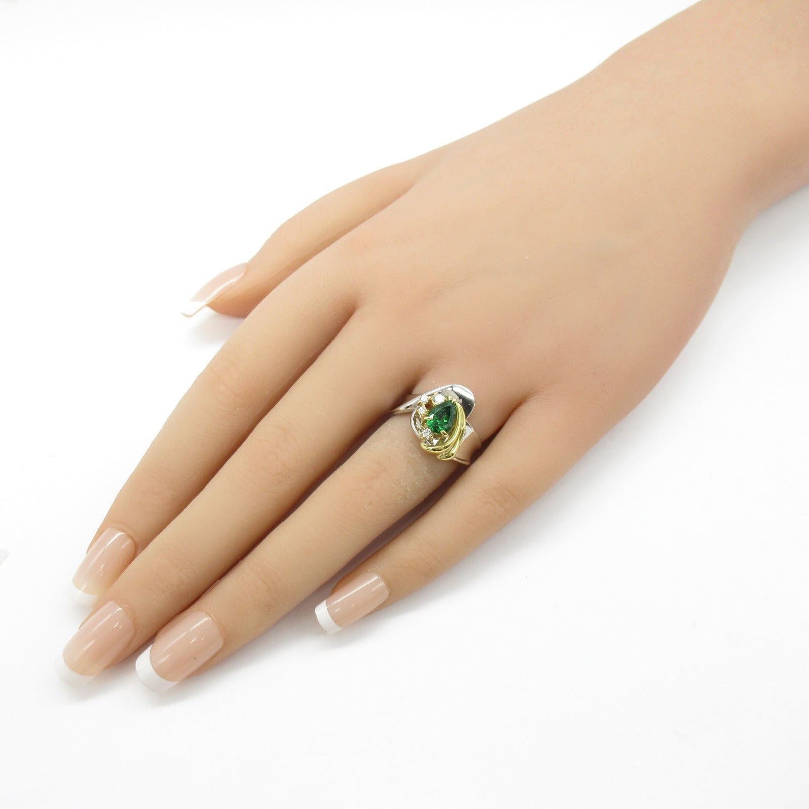 Tsavorite Diamond Ring Pt900 Platinum K18 Yellow Gold