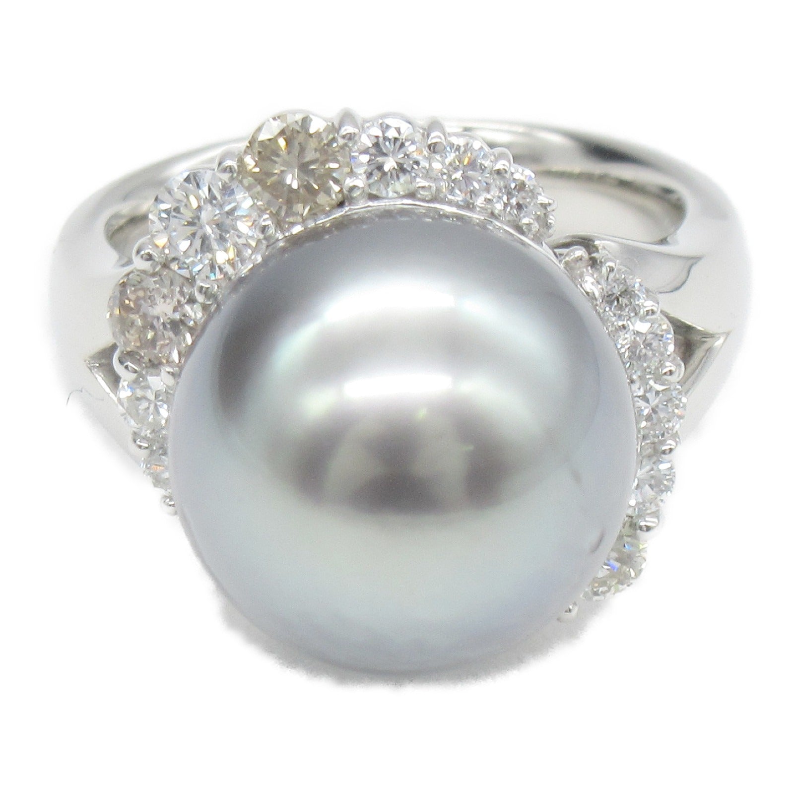 Tahiti Pearl Diamond Ring Pt900 Platinum