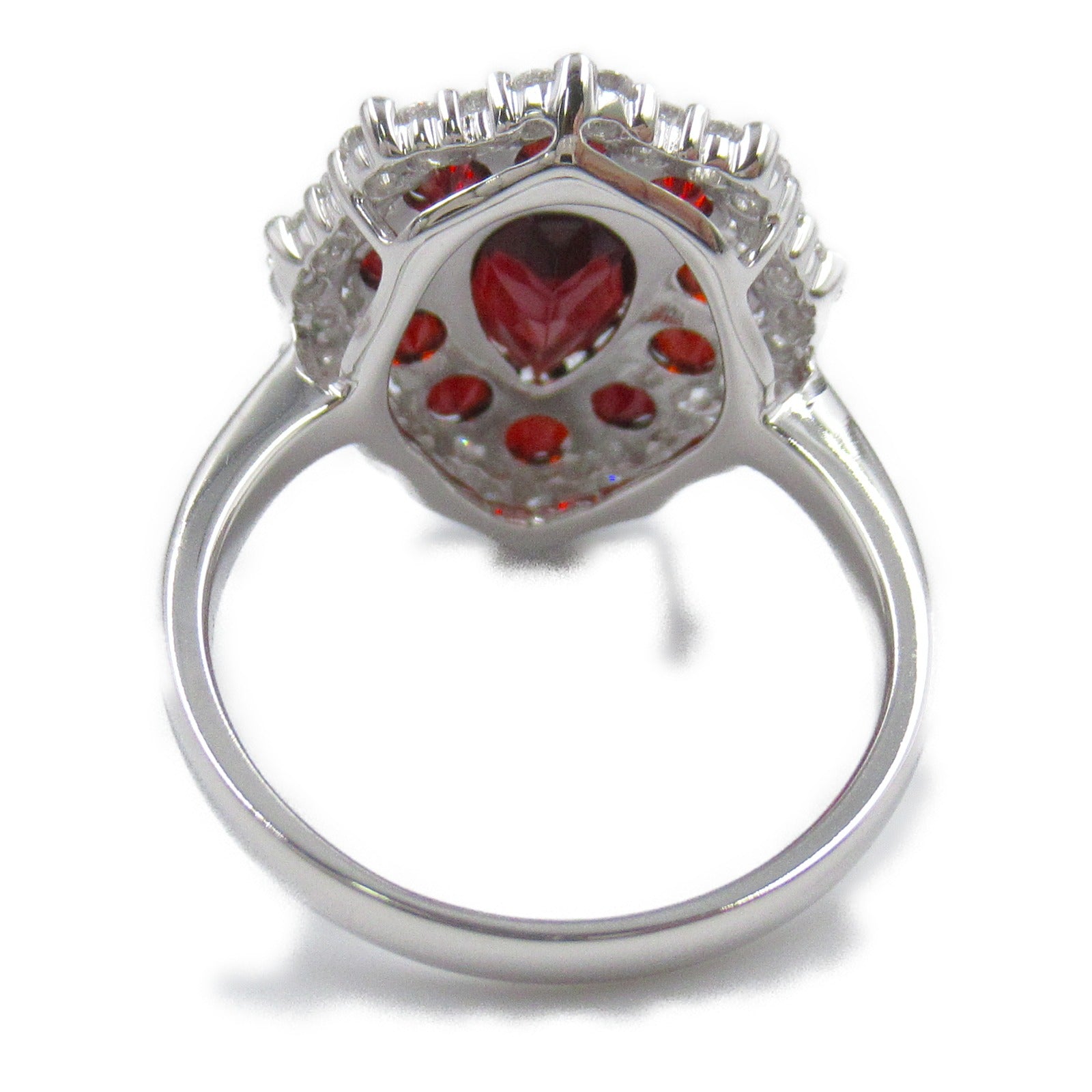 K18WG White Gold Garnet Diamond Ring