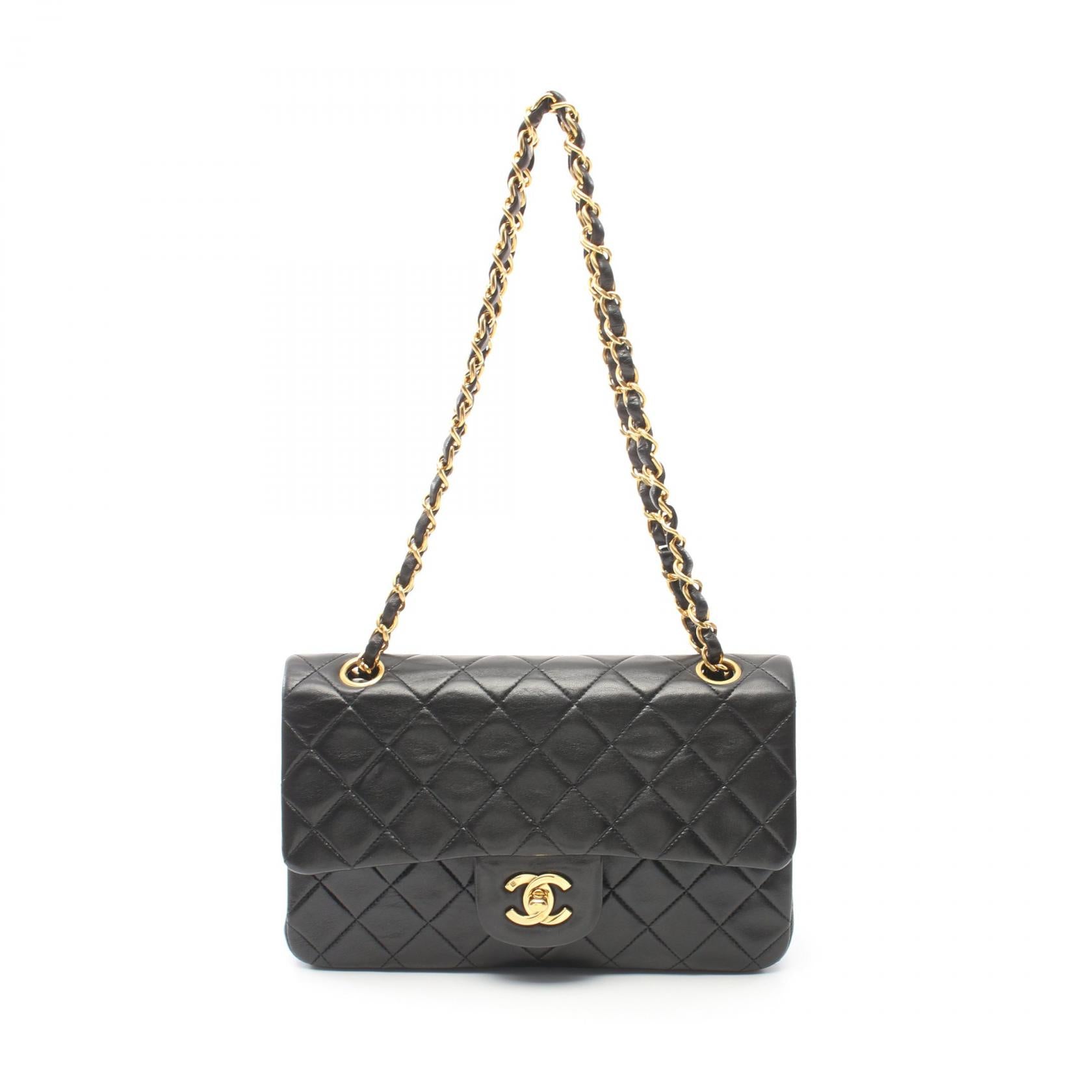 Chanel Lambskin Matelasse W Flap Shoulder Bag