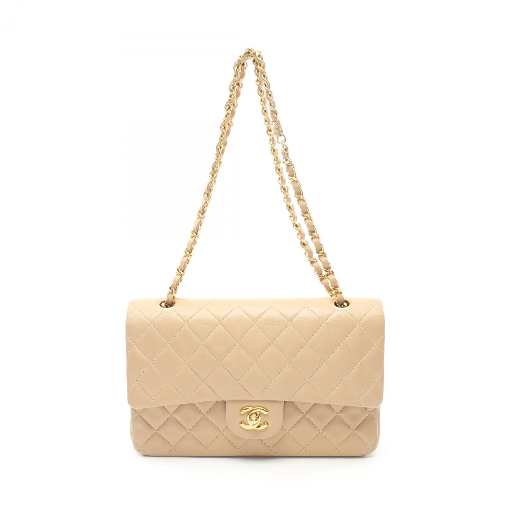 Chanel Lambskin Matelasse W Flap Shoulder Bag A01112