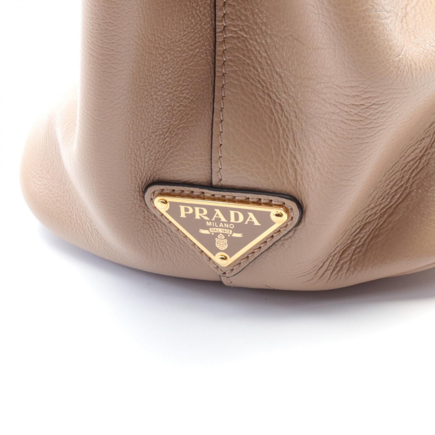 Prada Logo Embossed Leather Handbag Leather Handbag 1BA579 in Great Condition