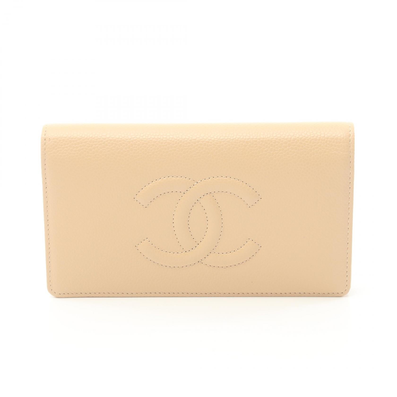 Chanel Coco Mark Long Wallet Leather Long Wallet 15255075 in Very Good Condition