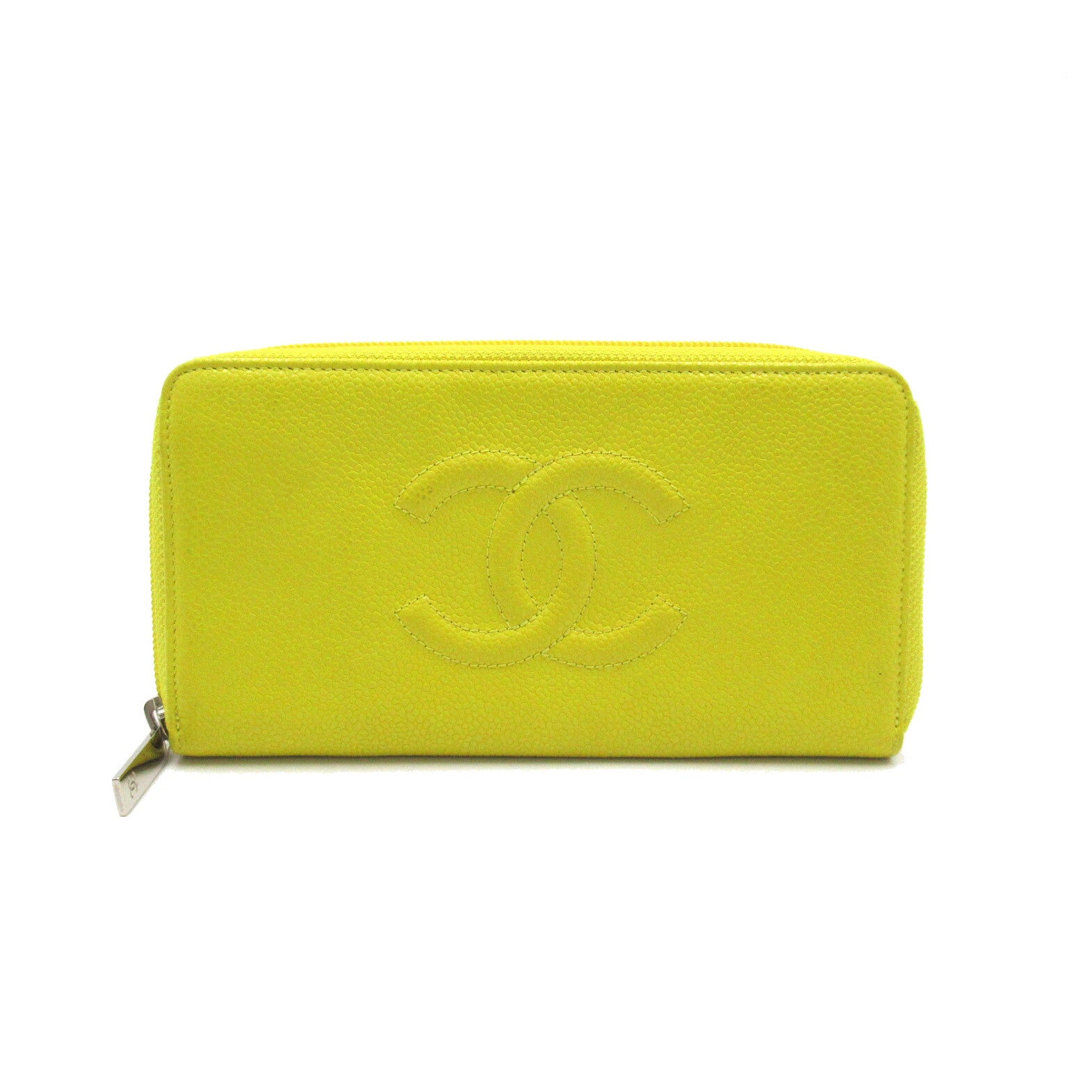 Chanel CC Caviar Zip Around Wallet Leather Long Wallet in Great Condition