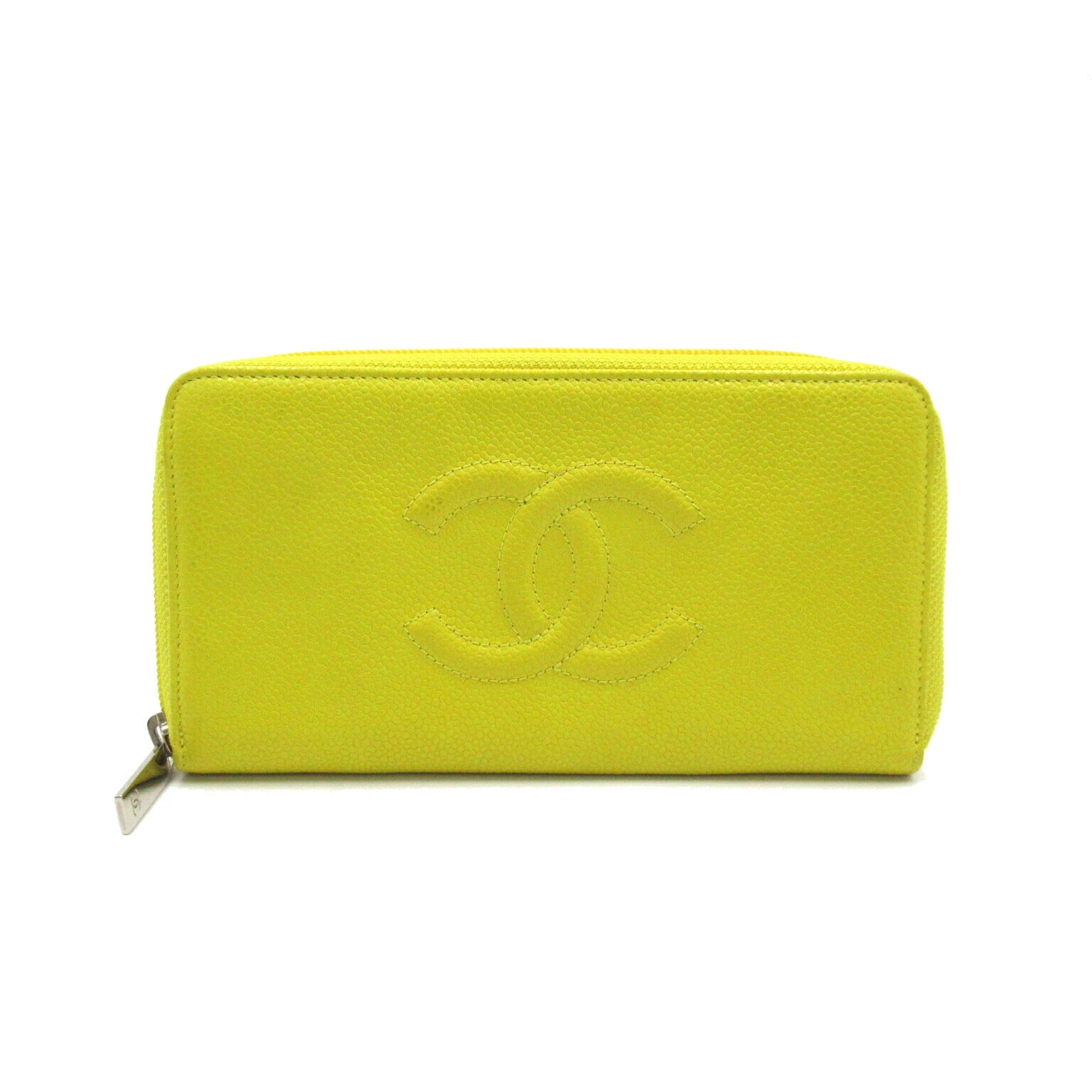 Chanel Caviar Skin Round Wallet Yellow