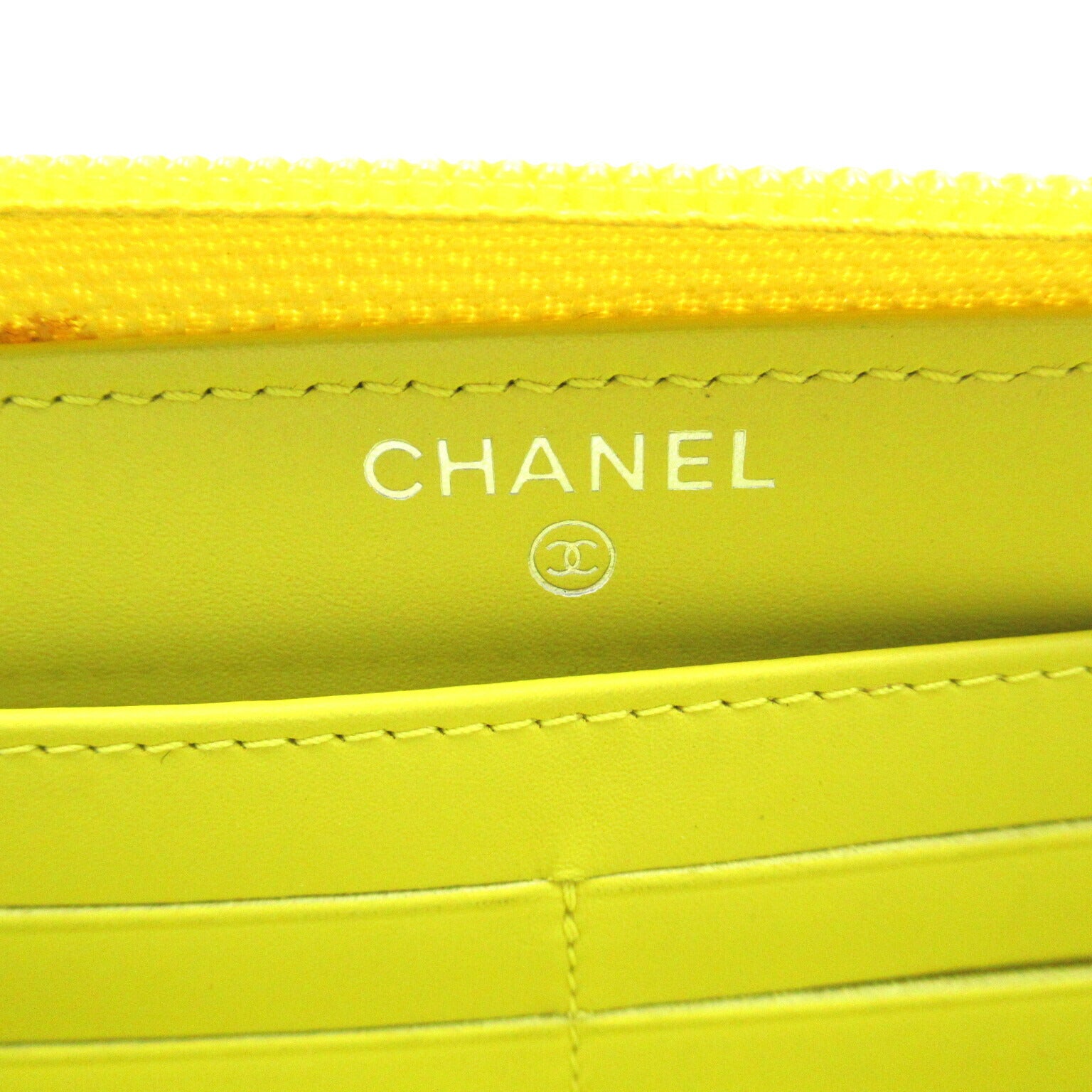 Chanel Caviar Skin Round Wallet Yellow