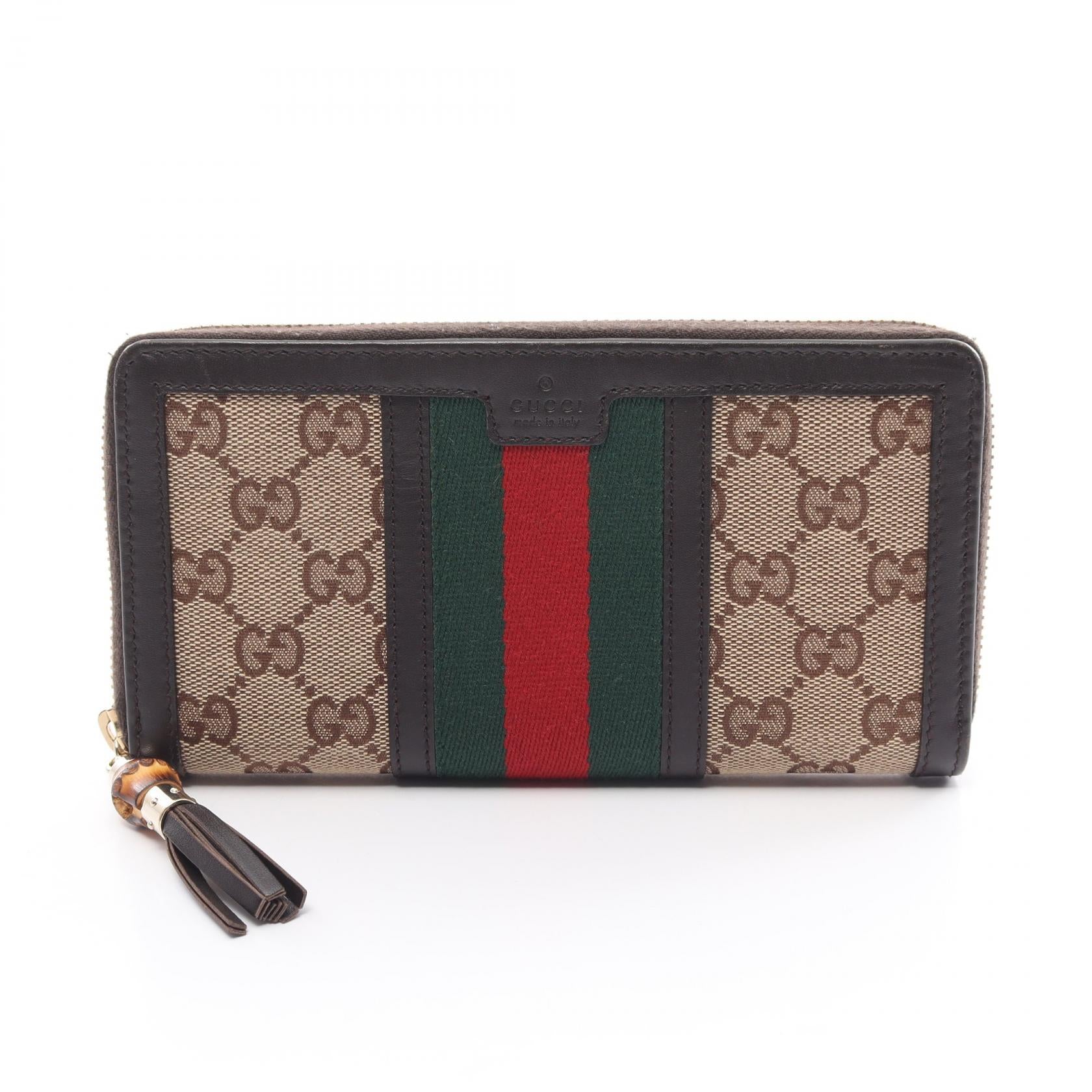 Gucci GG Canvas Bamboo Wallet Beige Multicolor