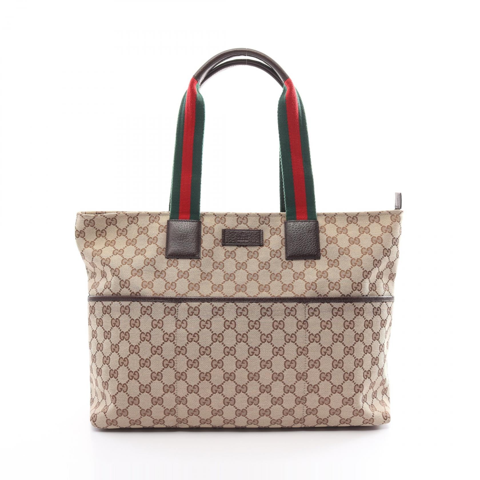 Gucci Canvas Leather GG Webbing Tote Bag 155524