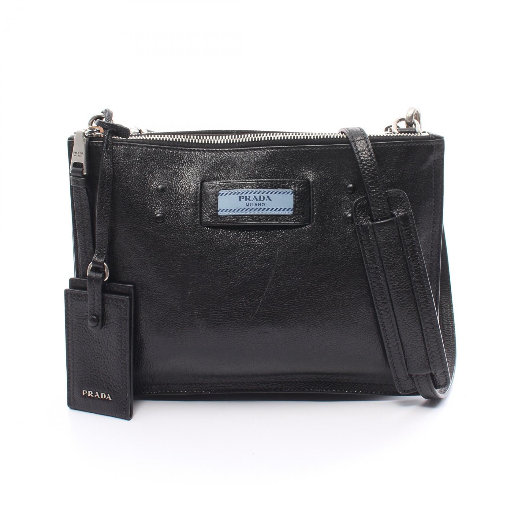 Prada Leather Shoulder Bag Black 1BH113