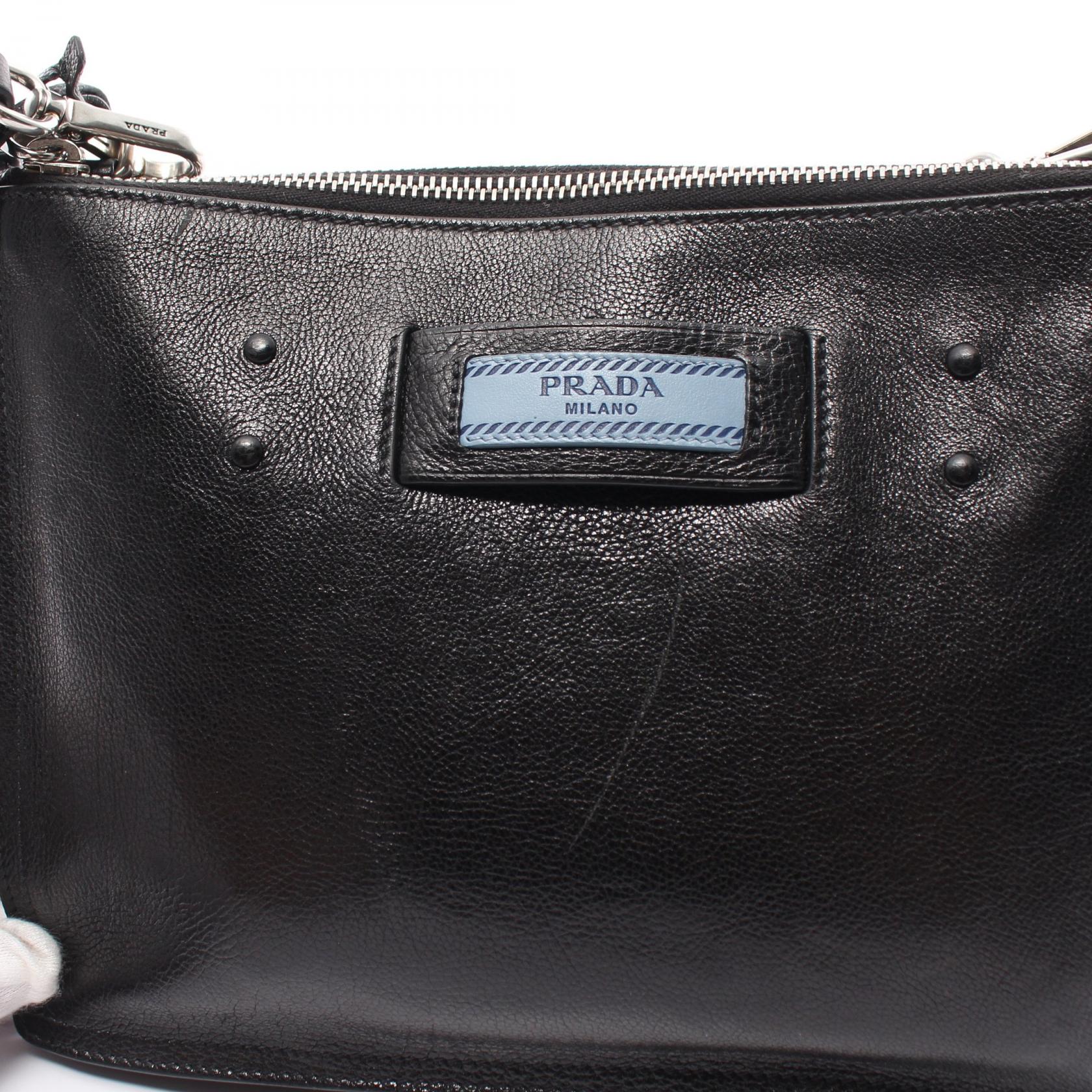 Prada Leather Shoulder Bag Black 1BH113