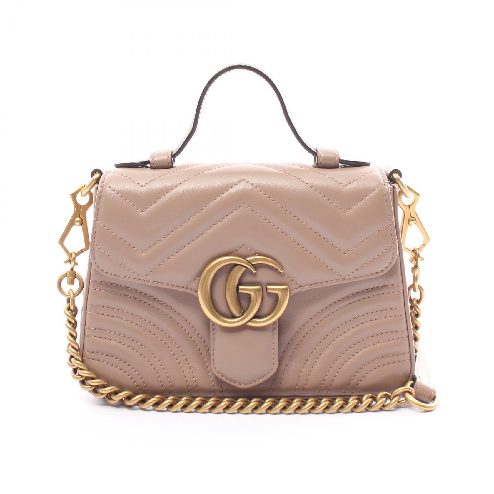 Gucci GG Marmont Mini Top Handle Bag Leather Handbag 547260 in Very Good Condition