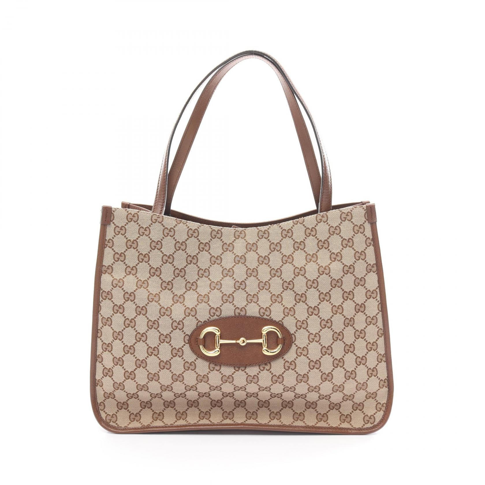 Gucci Horsebit GG Canvas Leather Tote Bag