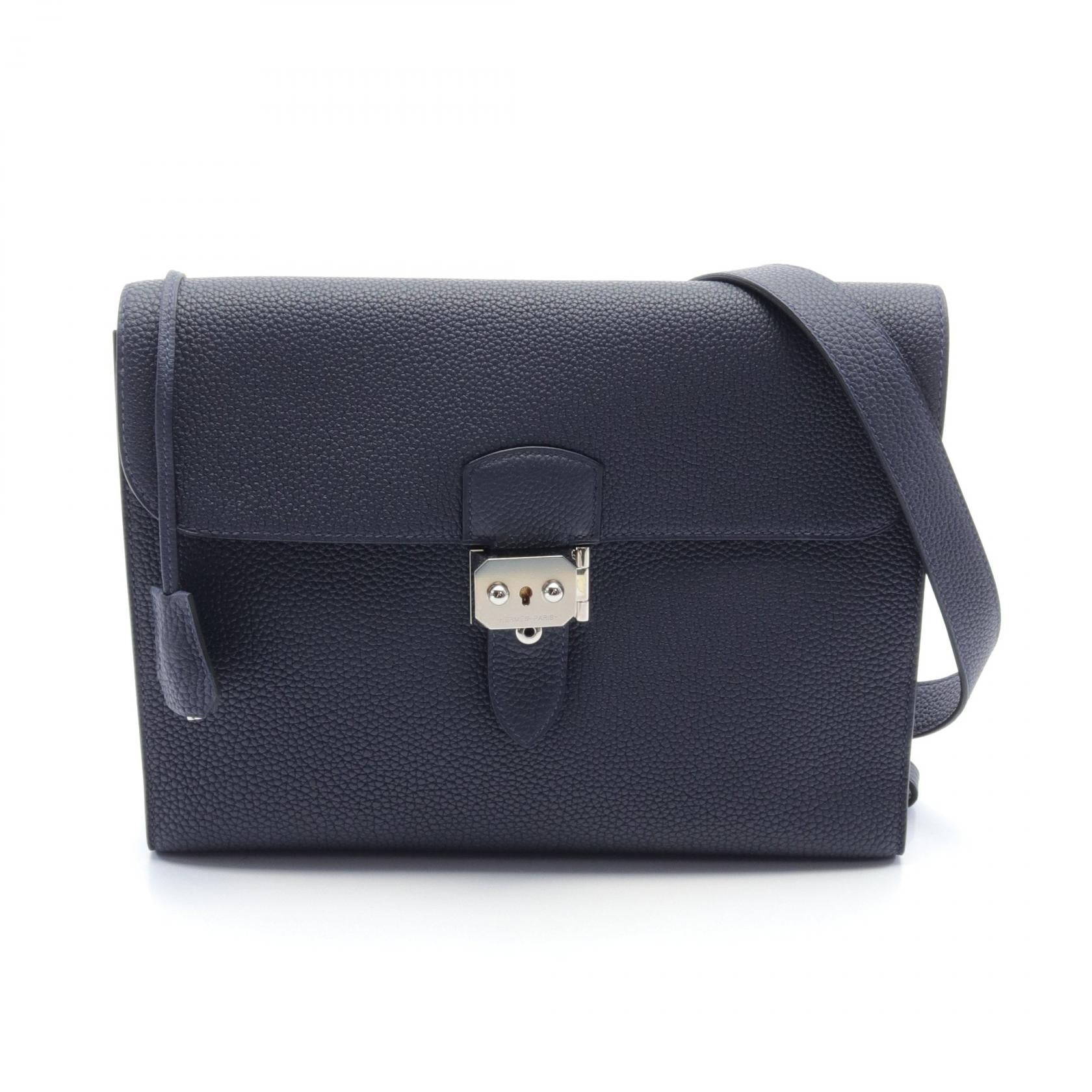 Hermes Sac a Depeche 29 Shoulder Bag Navy