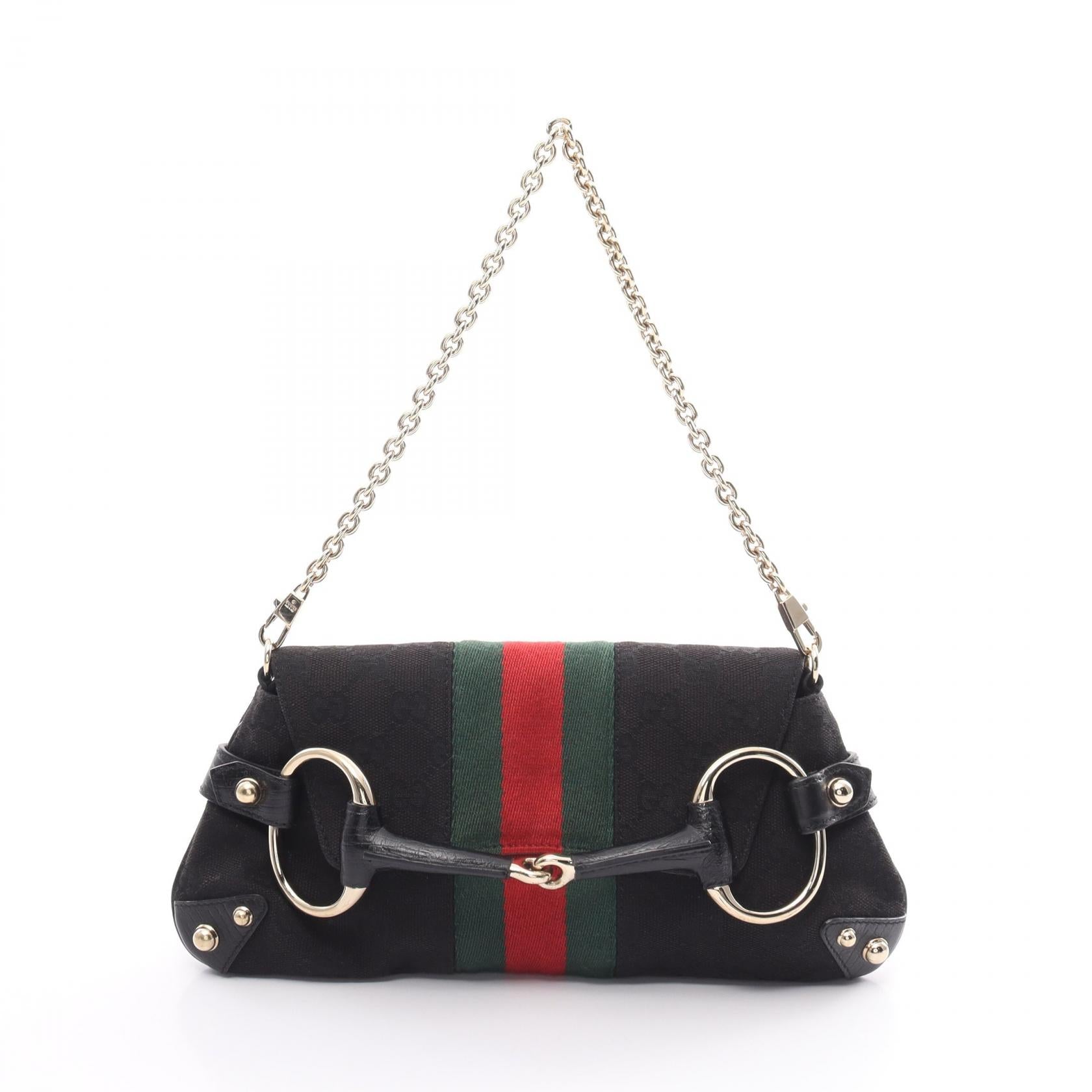 Gucci Horsebit GG Canvas Leather Handbag 131470