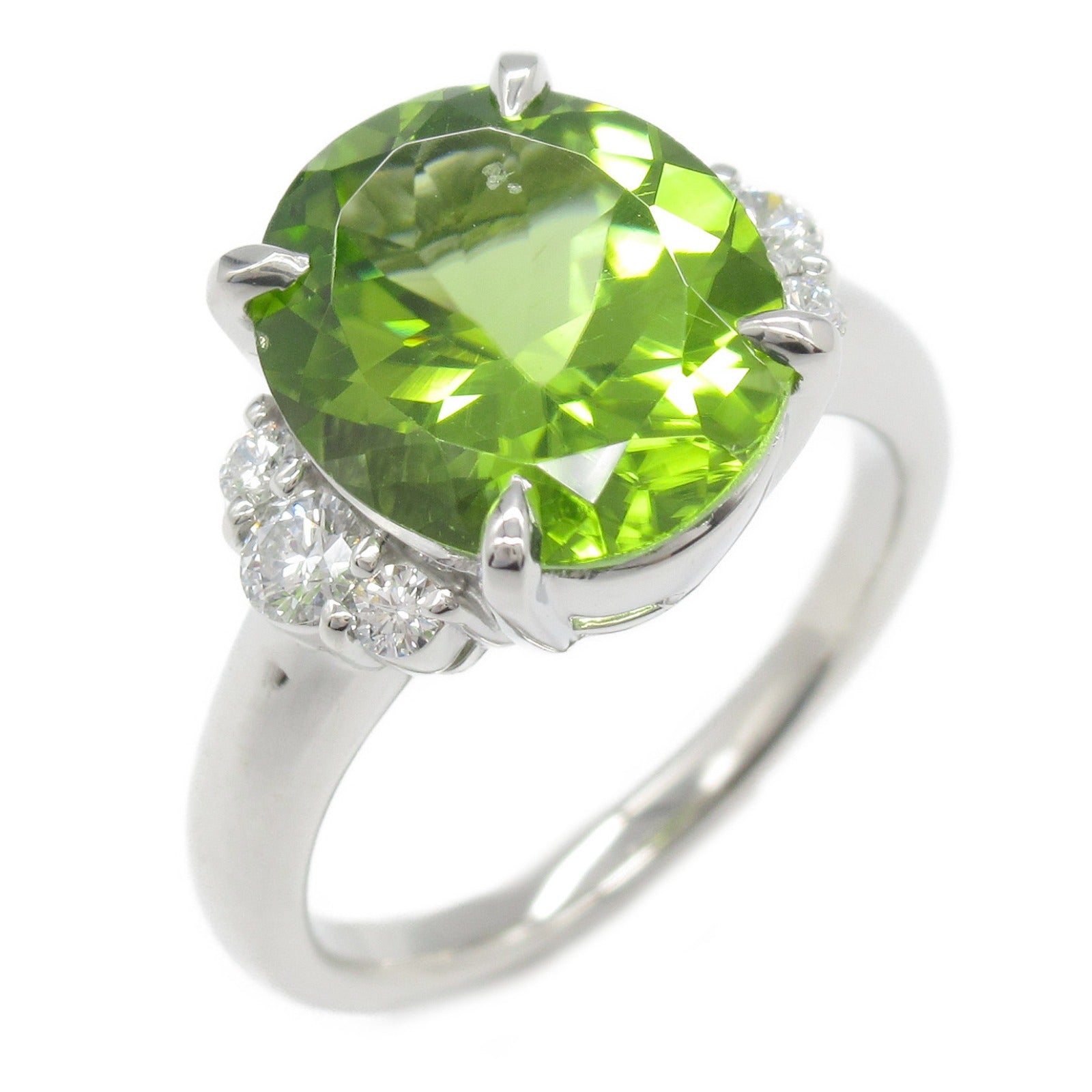 Platinum Peridot Diamond Ring Jewelry