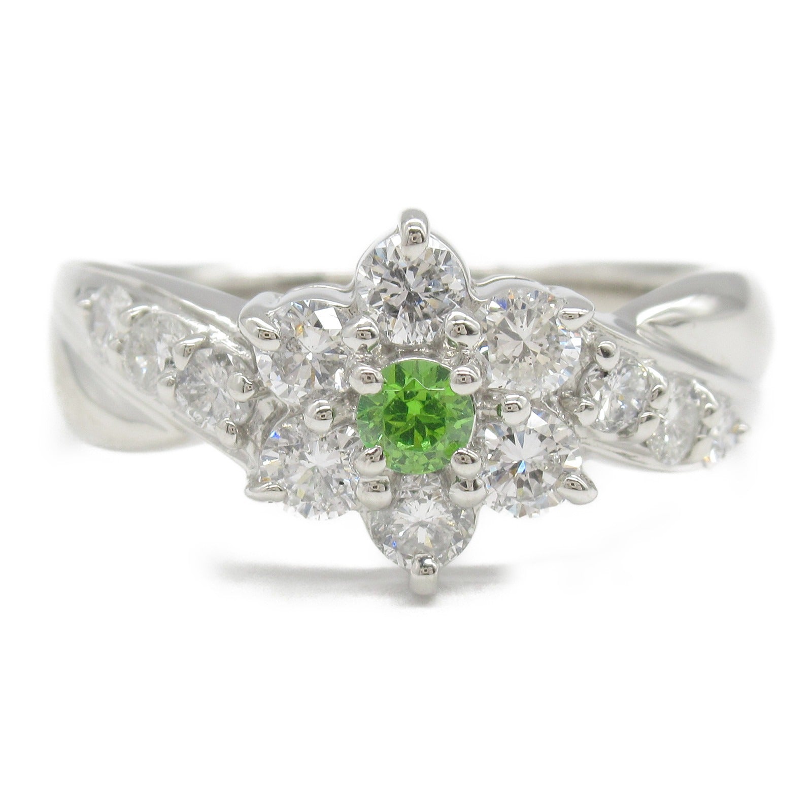 Demantoid Garnet Diamond Ring Pt900 Platinum