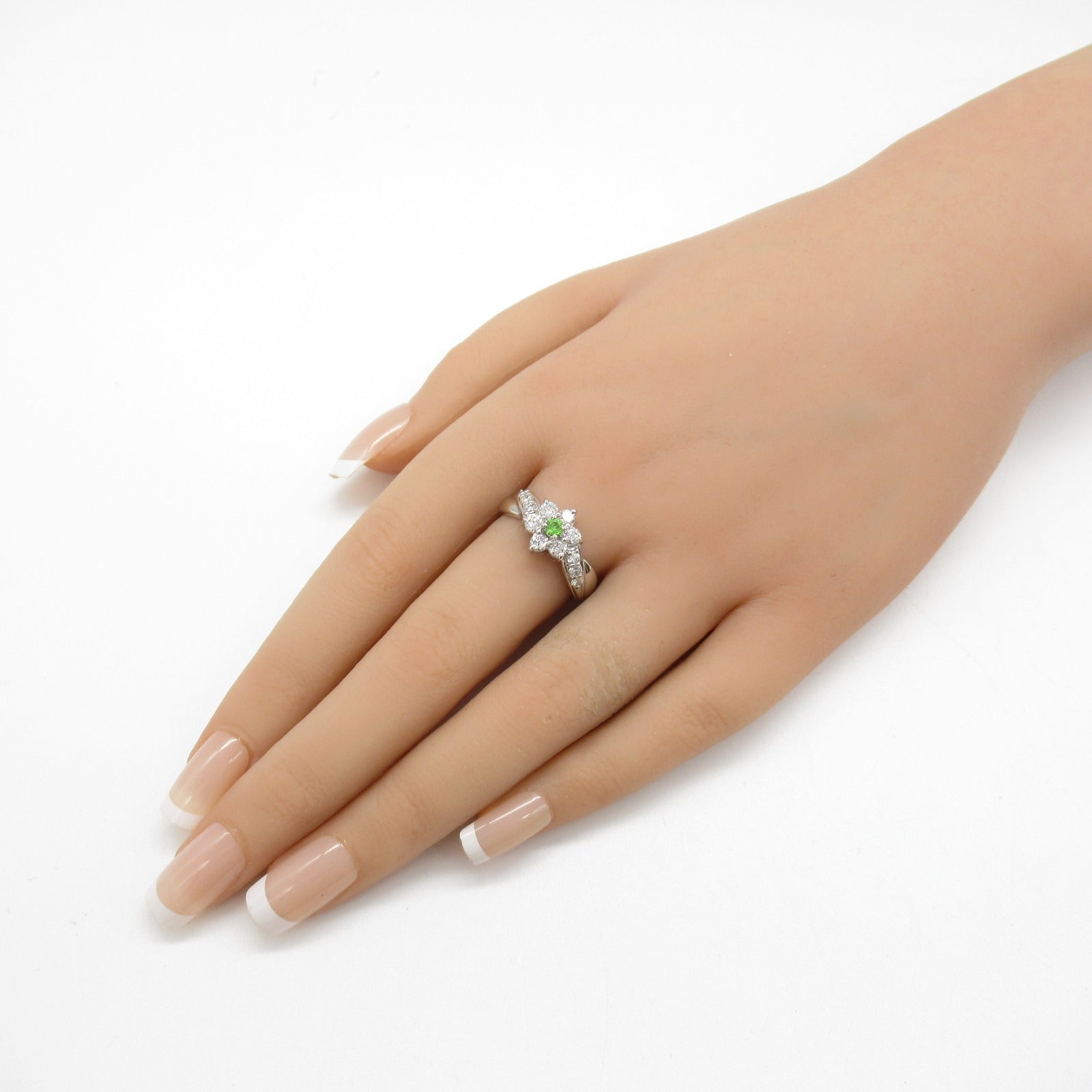 Demantoid Garnet Diamond Ring Pt900 Platinum