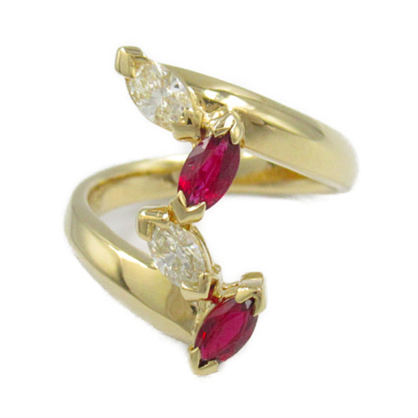 Ruby Diamond Ring K18 Yellow Gold