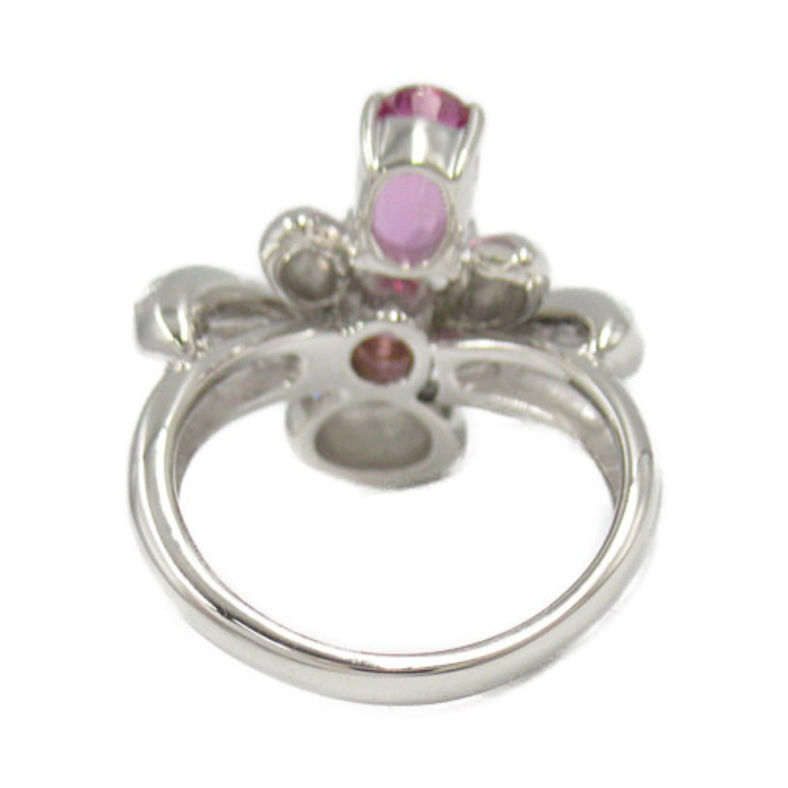 K18WG White Gold Pink Sapphire Diamond Ring