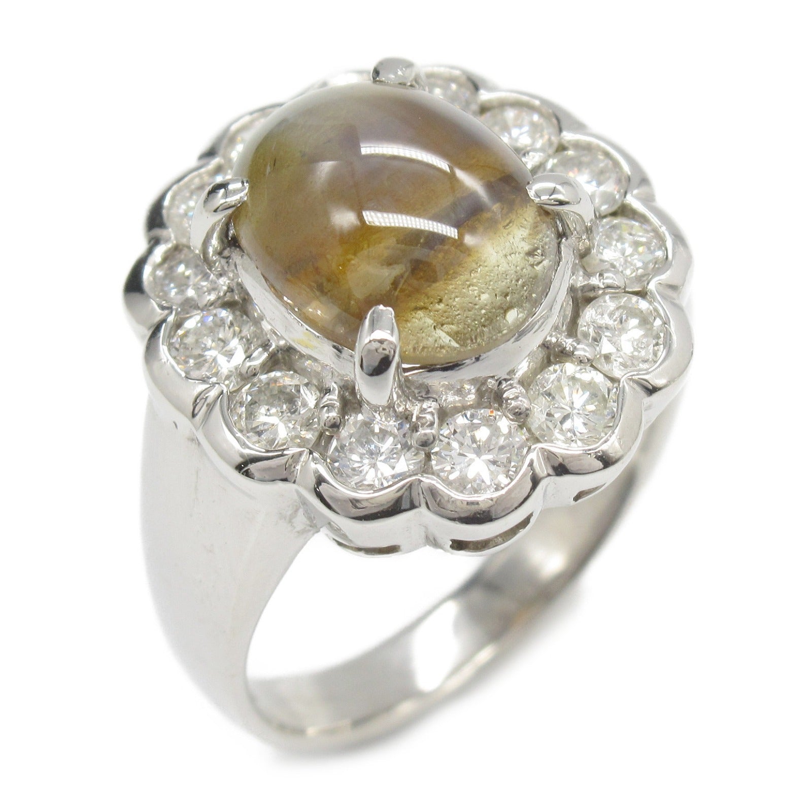 Chrysoberyl Cat's Eye Diamond Ring Pt900 Platinum