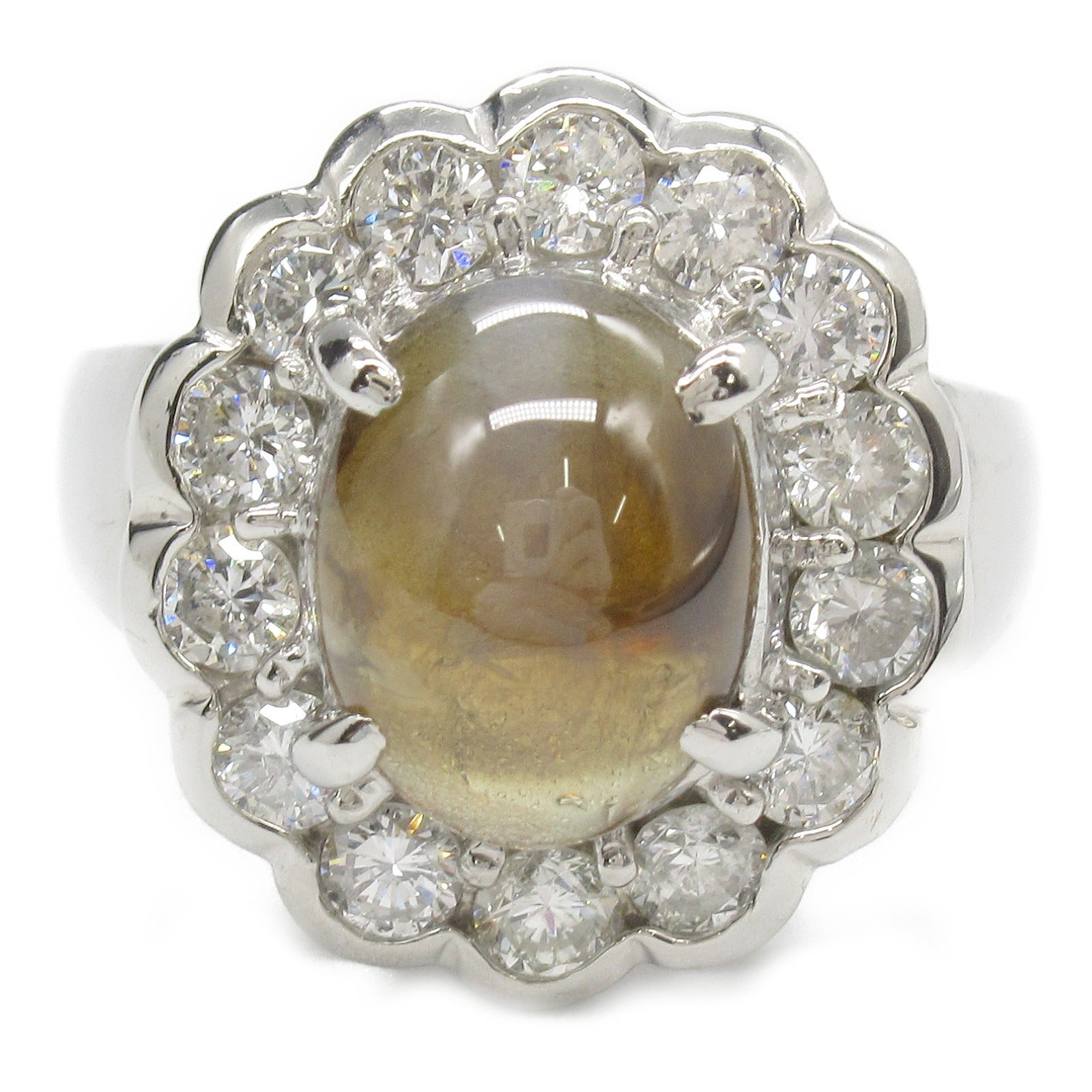 Chrysoberyl Cat's Eye Diamond Ring Pt900 Platinum