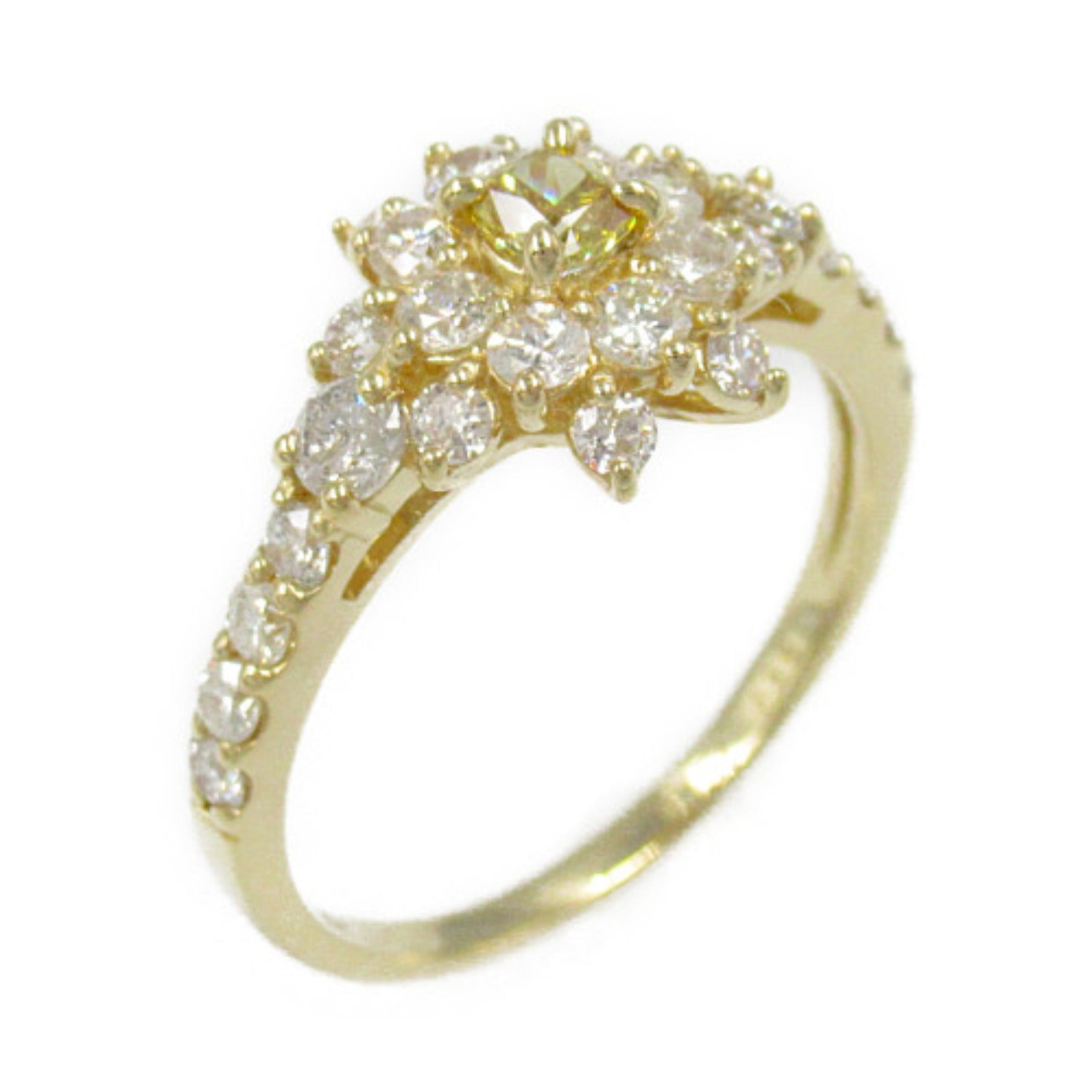 Yellow Diamond Ring K18 Yellow Gold Jewelry