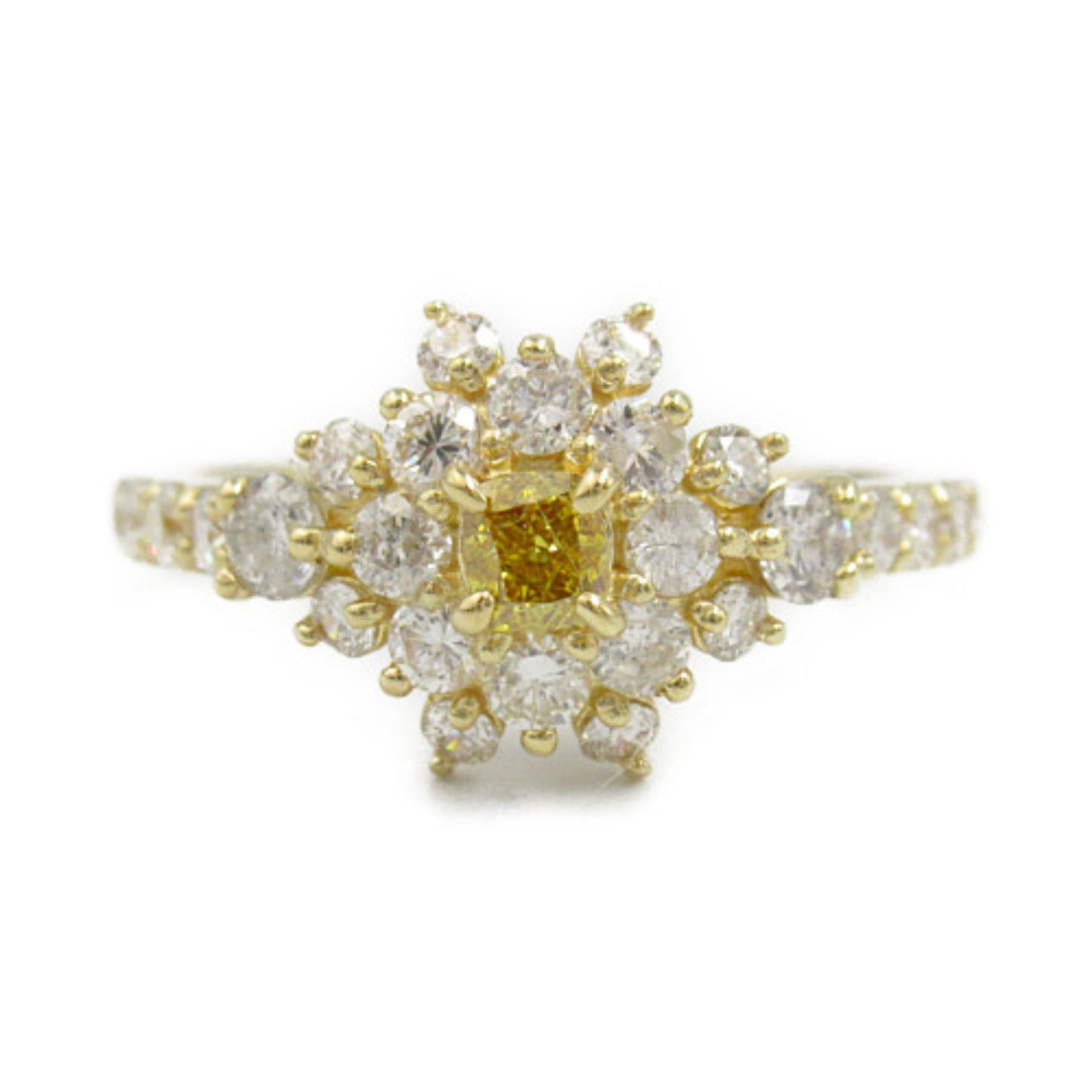 Yellow Diamond Ring K18 Yellow Gold Jewelry