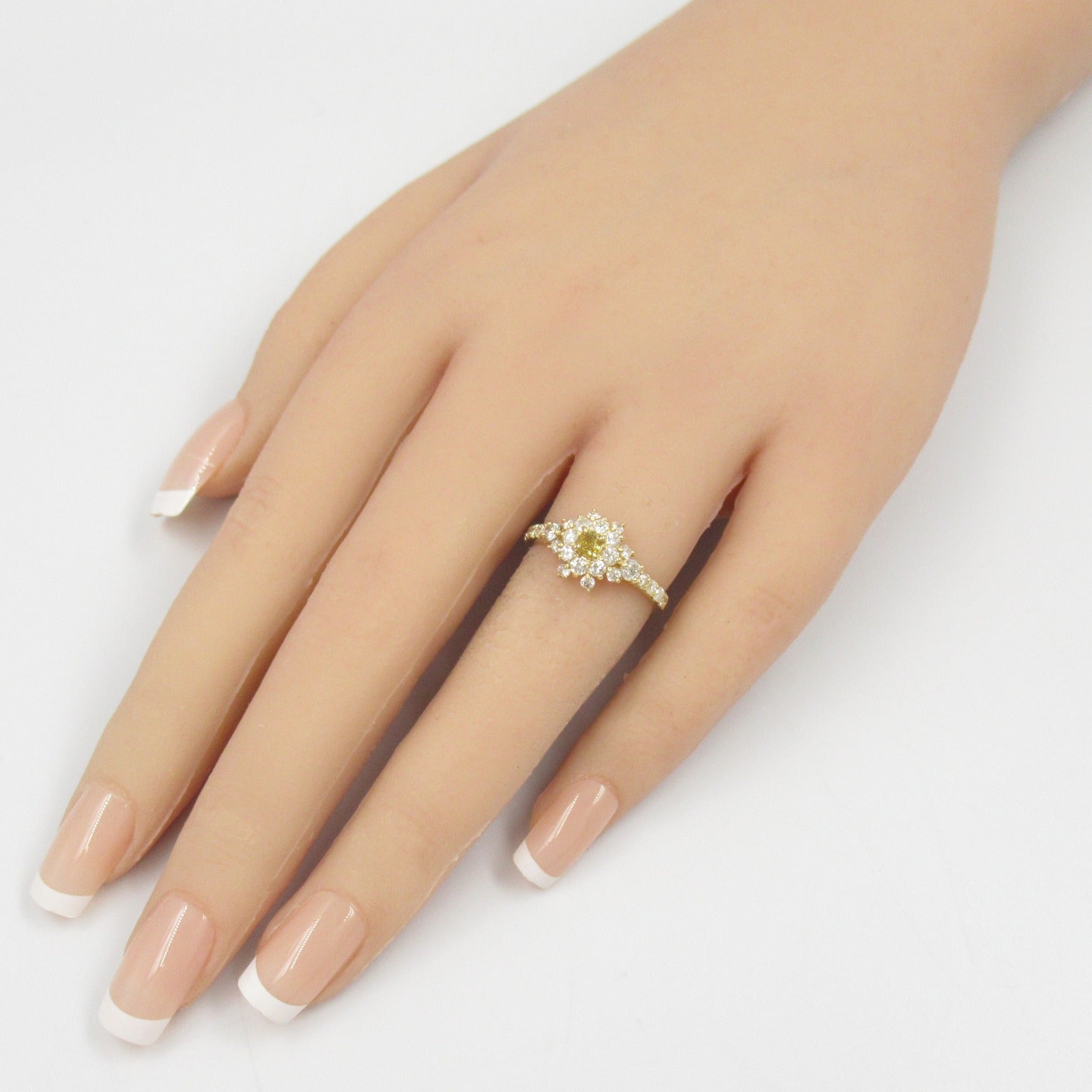 Yellow Diamond Ring K18 Yellow Gold Jewelry