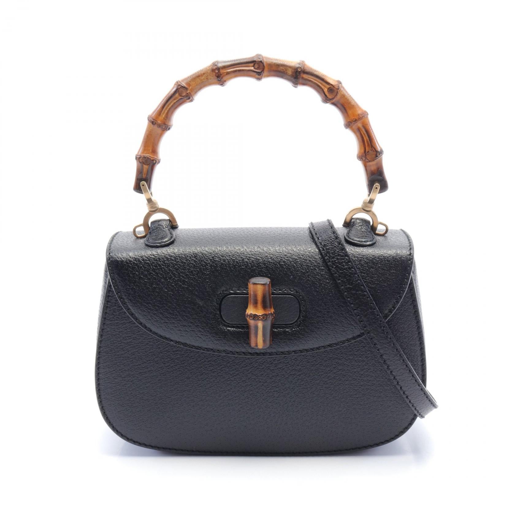 Gucci Bamboo Leather Handbag Black