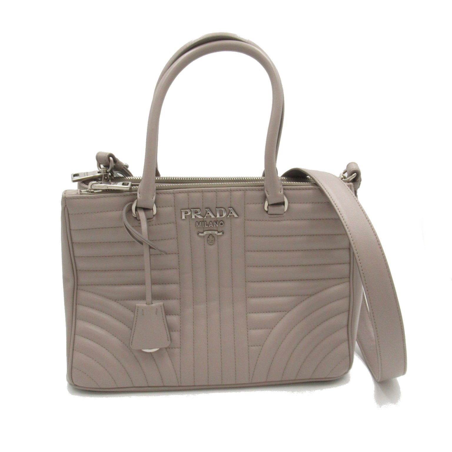 Prada 2Way Tote Bag Leather Gray