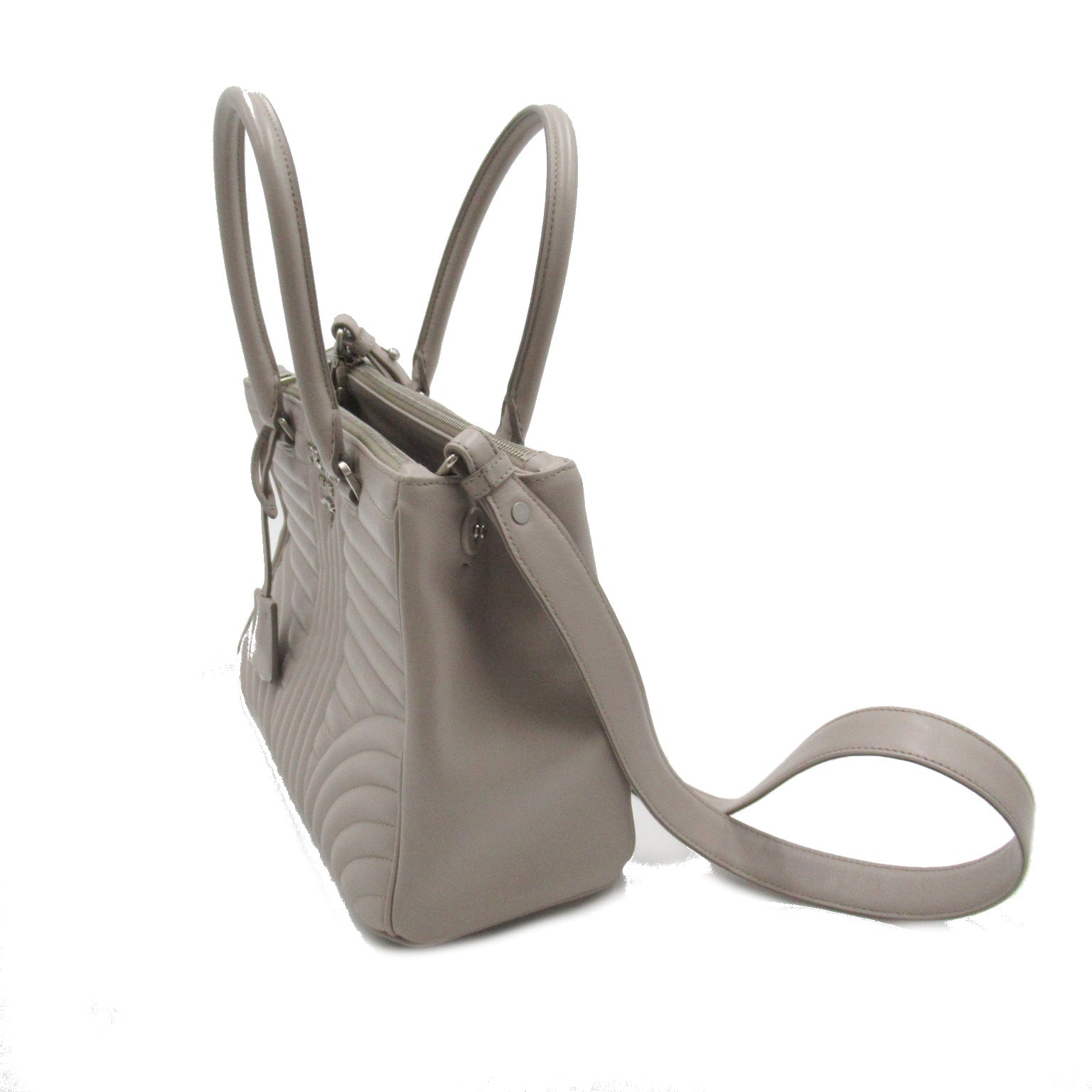 Prada 2Way Tote Bag Leather Gray