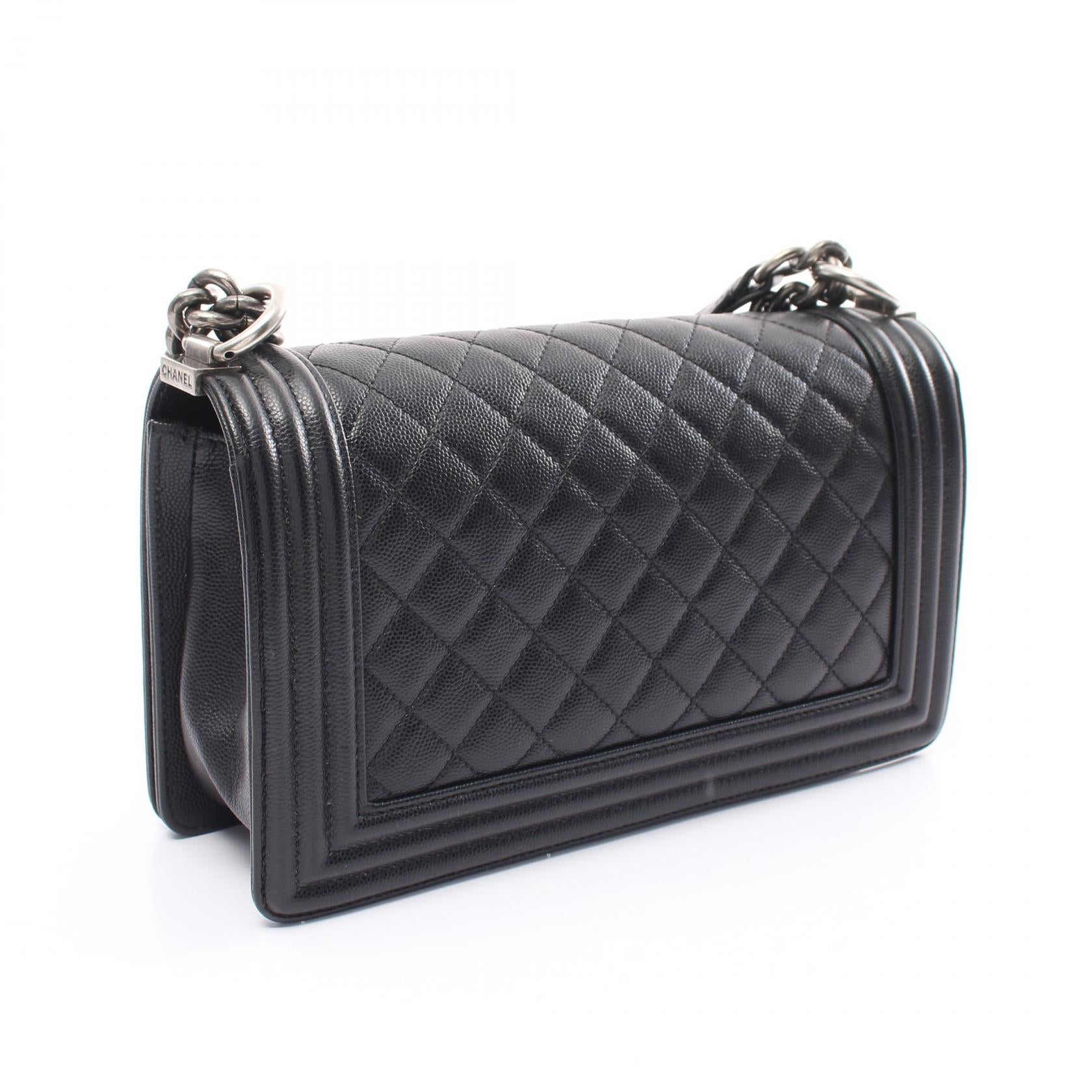 Chanel Boy Caviar Shoulder Bag Black