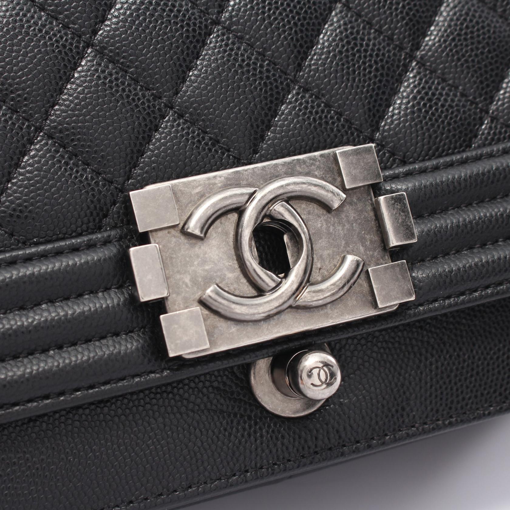 Chanel Boy Caviar Shoulder Bag Black