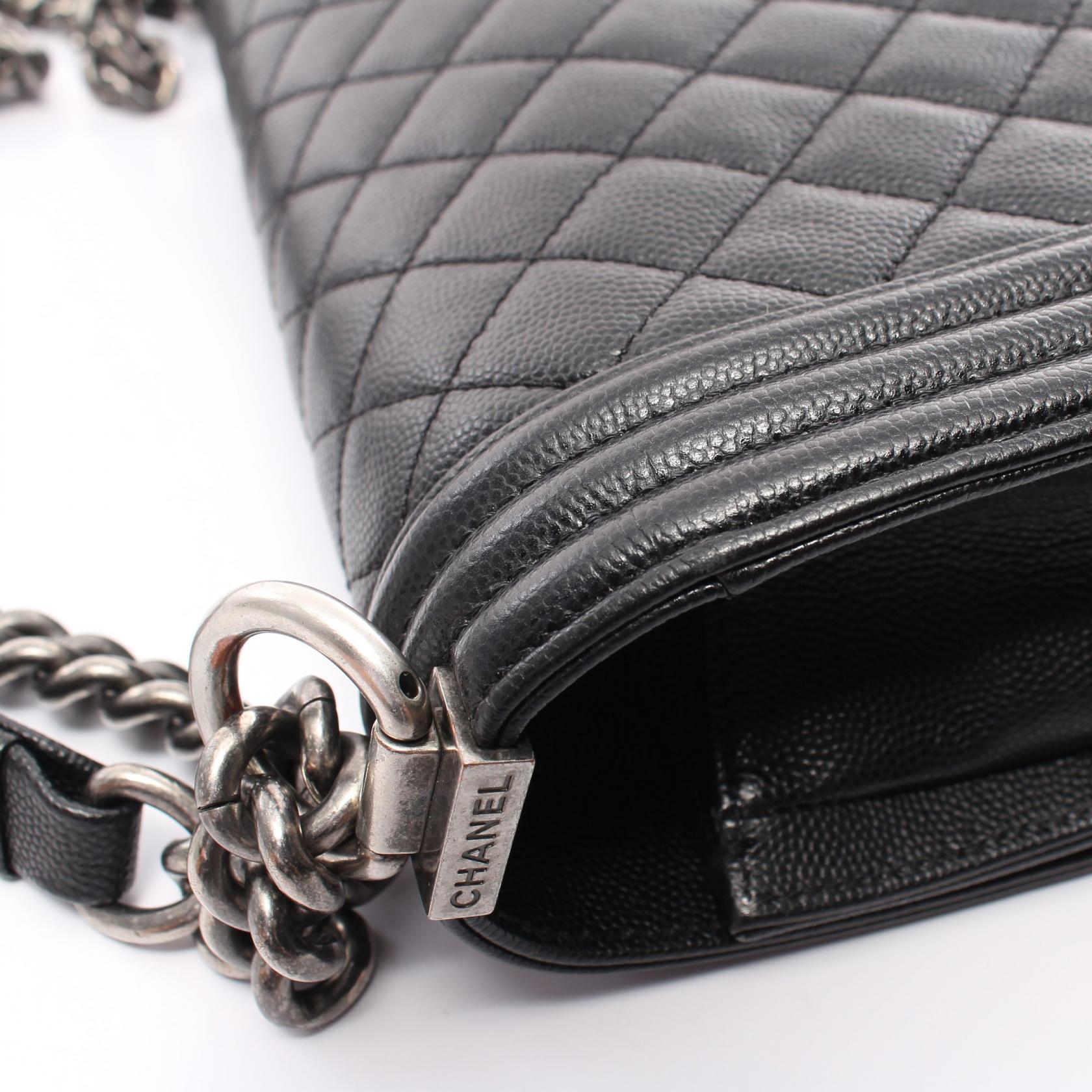 Chanel Boy Caviar Shoulder Bag Black