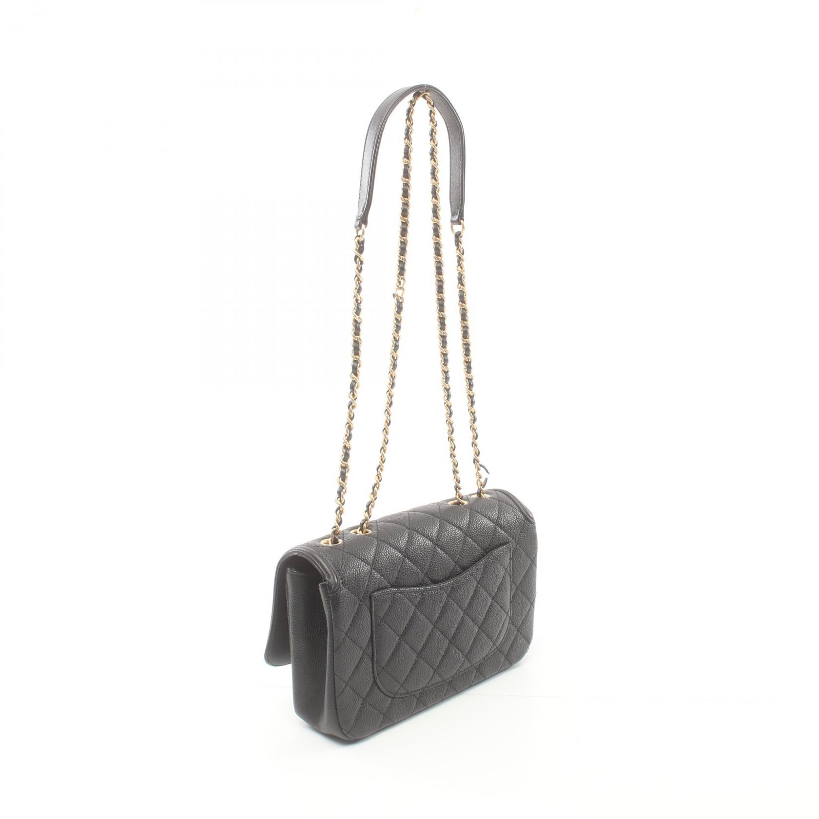 Chanel Caviar CC Filigree Shoulder Bag Black