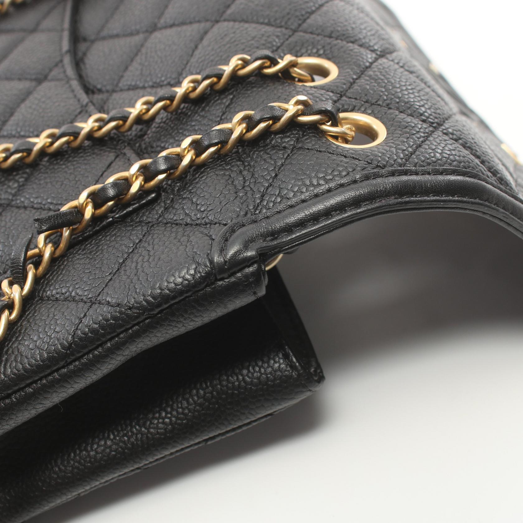 Chanel Caviar CC Filigree Shoulder Bag Black