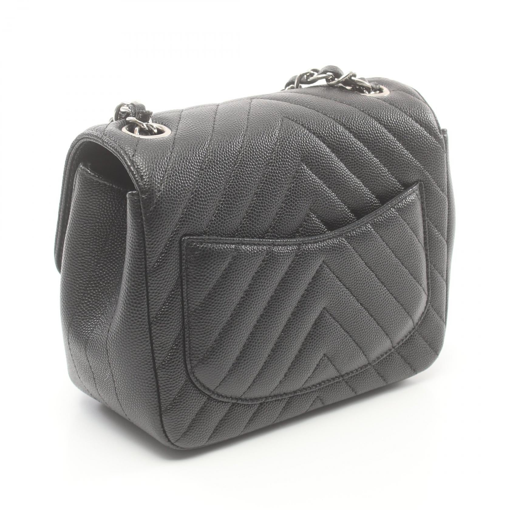 Chanel Chevron V-Stitch Caviar Shoulder Bag