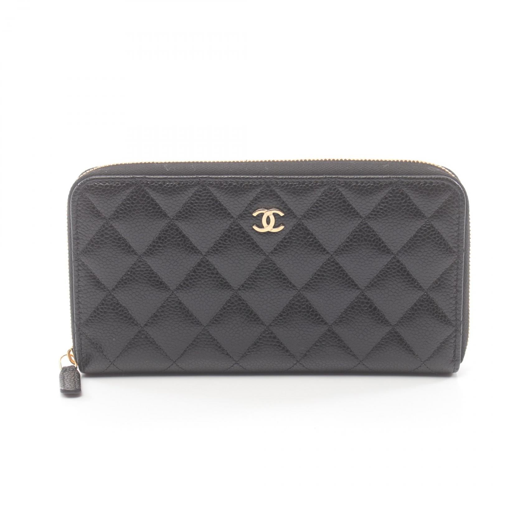 Chanel Matelasse Round Long Wallet Black