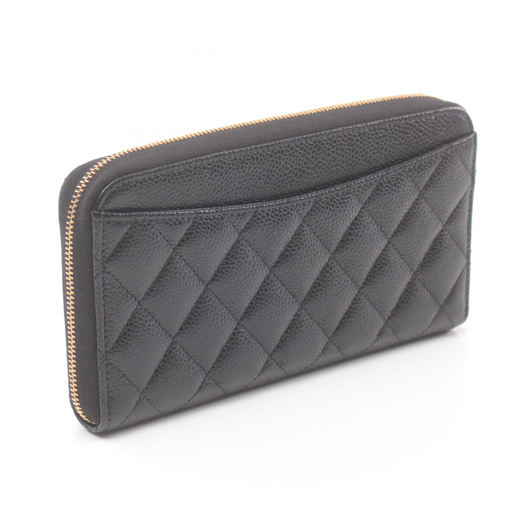 Chanel Matelasse Round Long Wallet Black