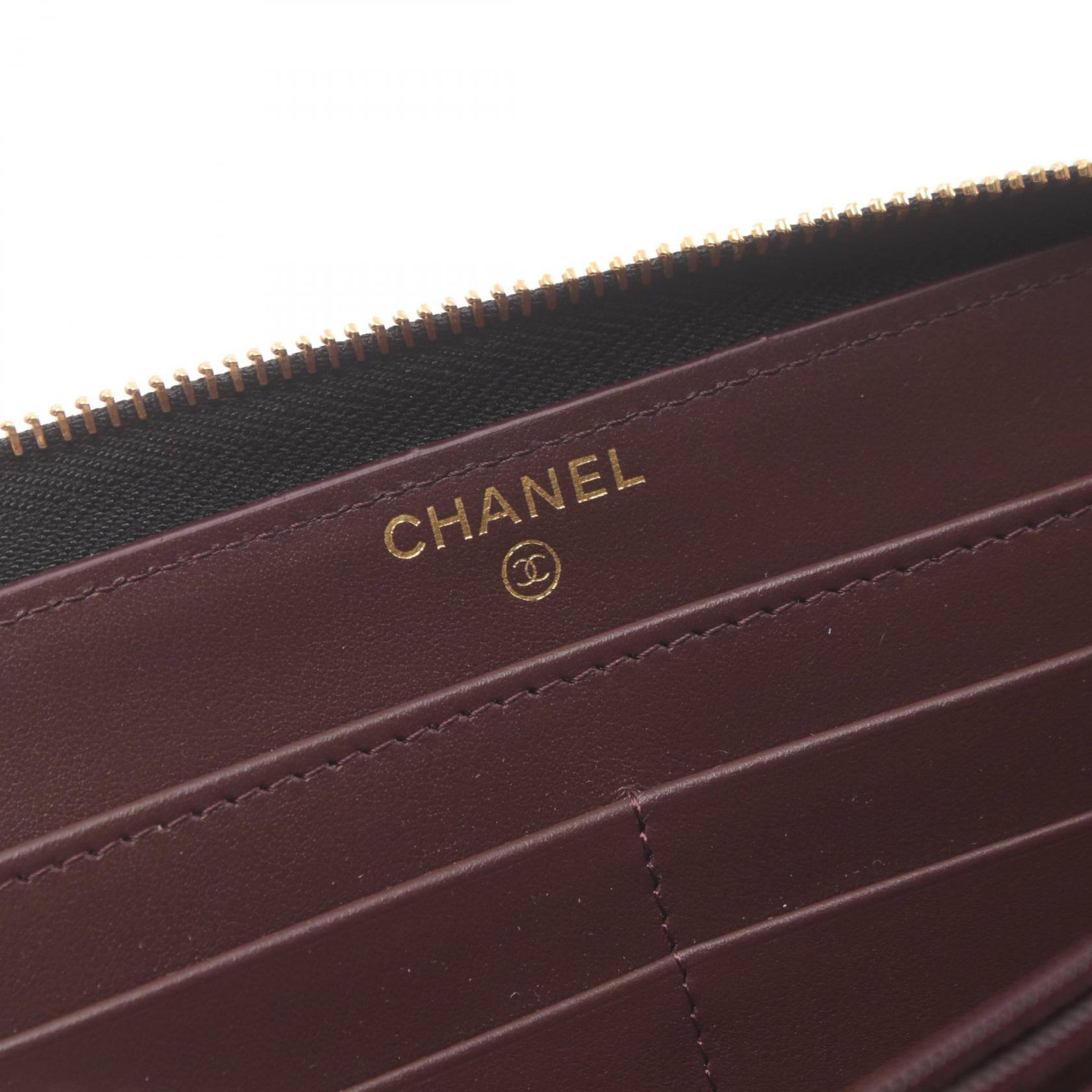 Chanel Matelasse Round Long Wallet Black