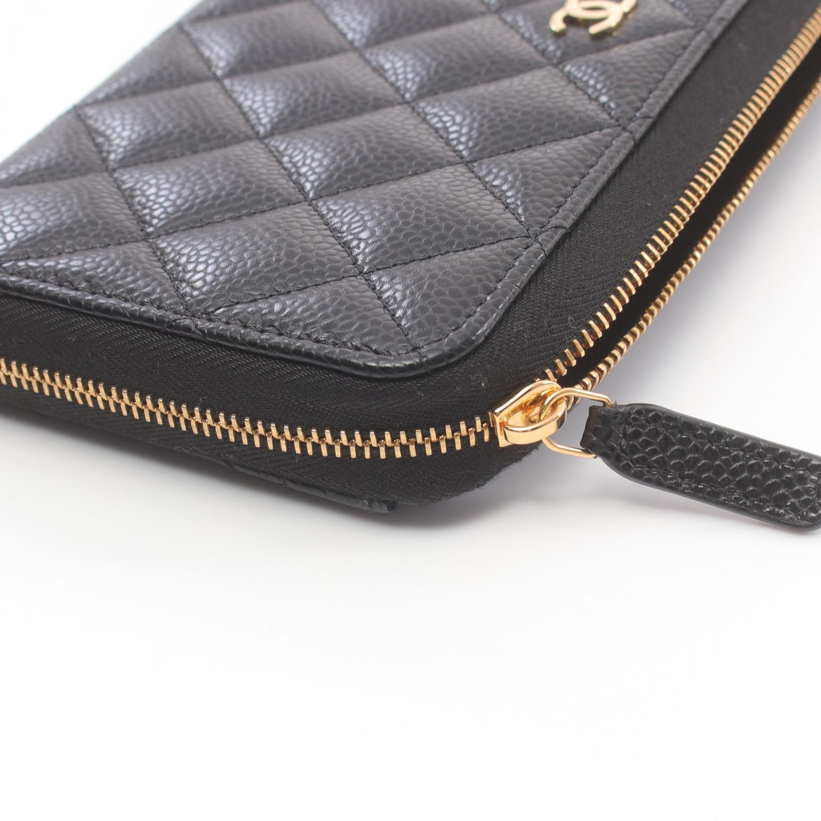 Chanel Matelasse Round Long Wallet Black