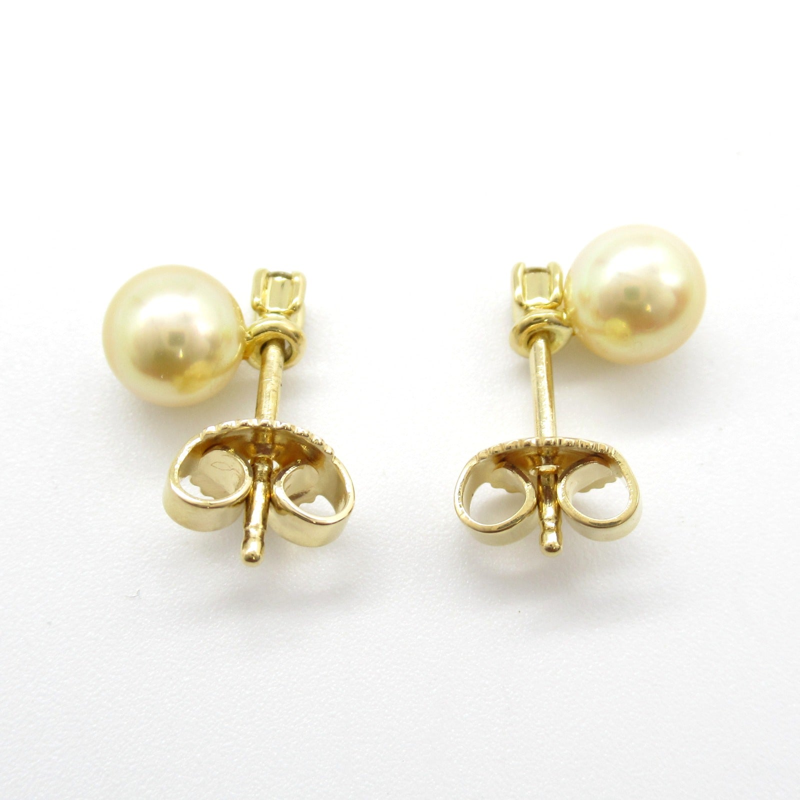 MIKIMOTO Pearl Diamond Earrings K18 Yellow Gold